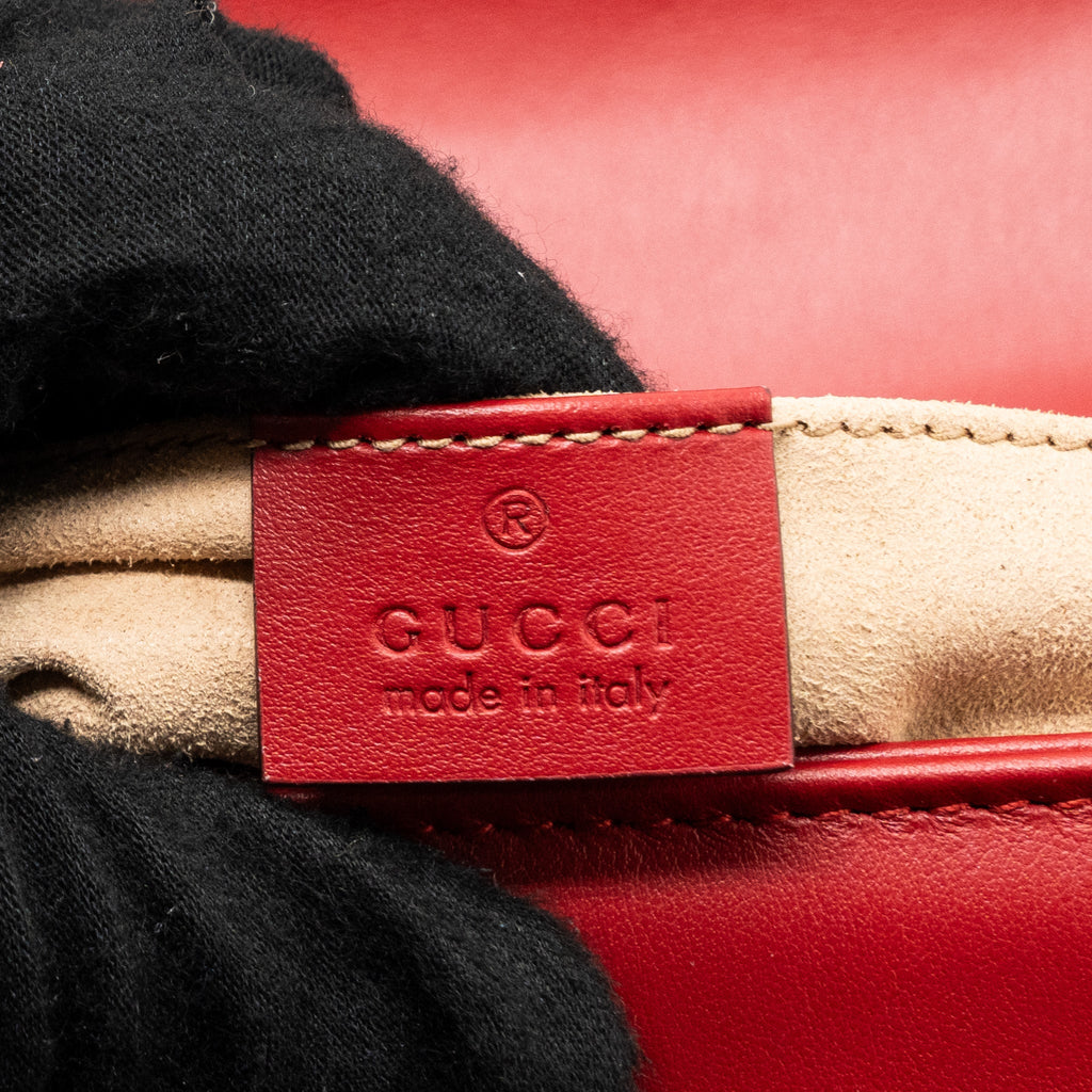 GUCCI SMALL GG MARMONT SHOULDER BAG CALFSKIN RED GHW