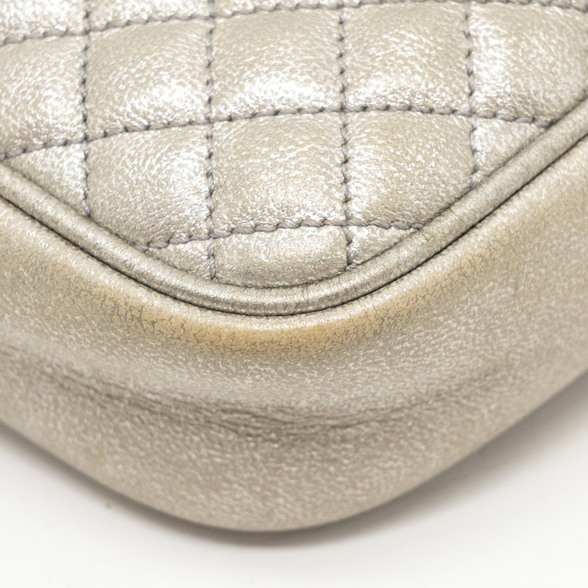GUCCI GG OPHIDIA CROSSBODY BAG CALFSKIN METALLIC SILVER GHW