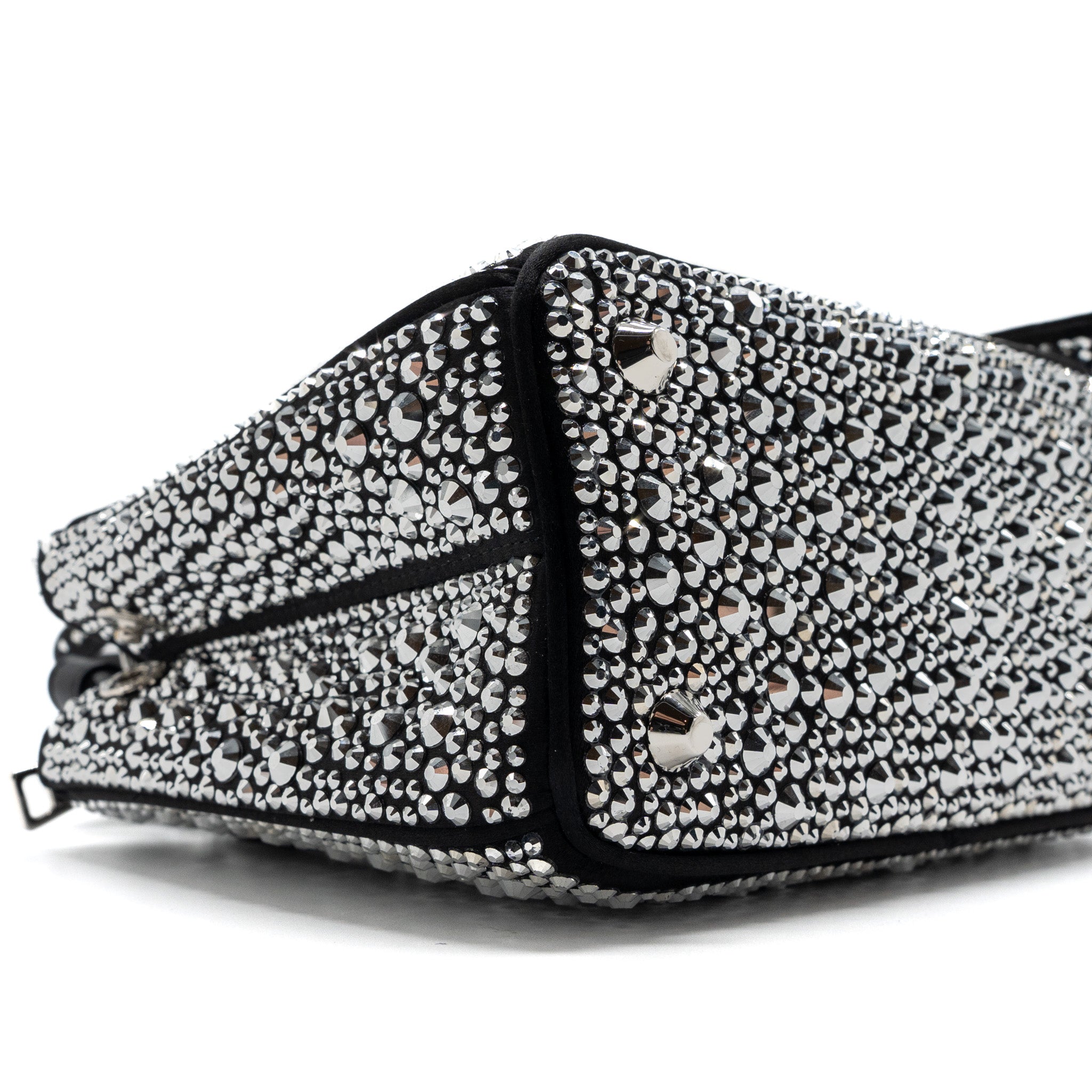PRADA GALLERIA SATIN MINI BAG WITH CRYSTAL BLACK SHW