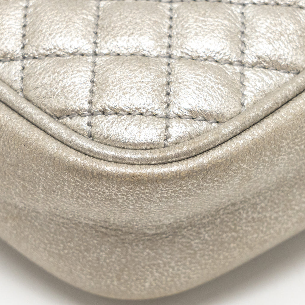 GUCCI GG OPHIDIA CROSSBODY BAG CALFSKIN METALLIC SILVER GHW