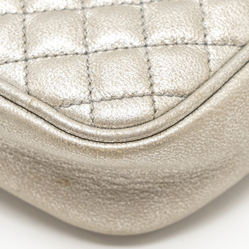 GUCCI GG OPHIDIA CROSSBODY BAG CALFSKIN METALLIC SILVER GHW