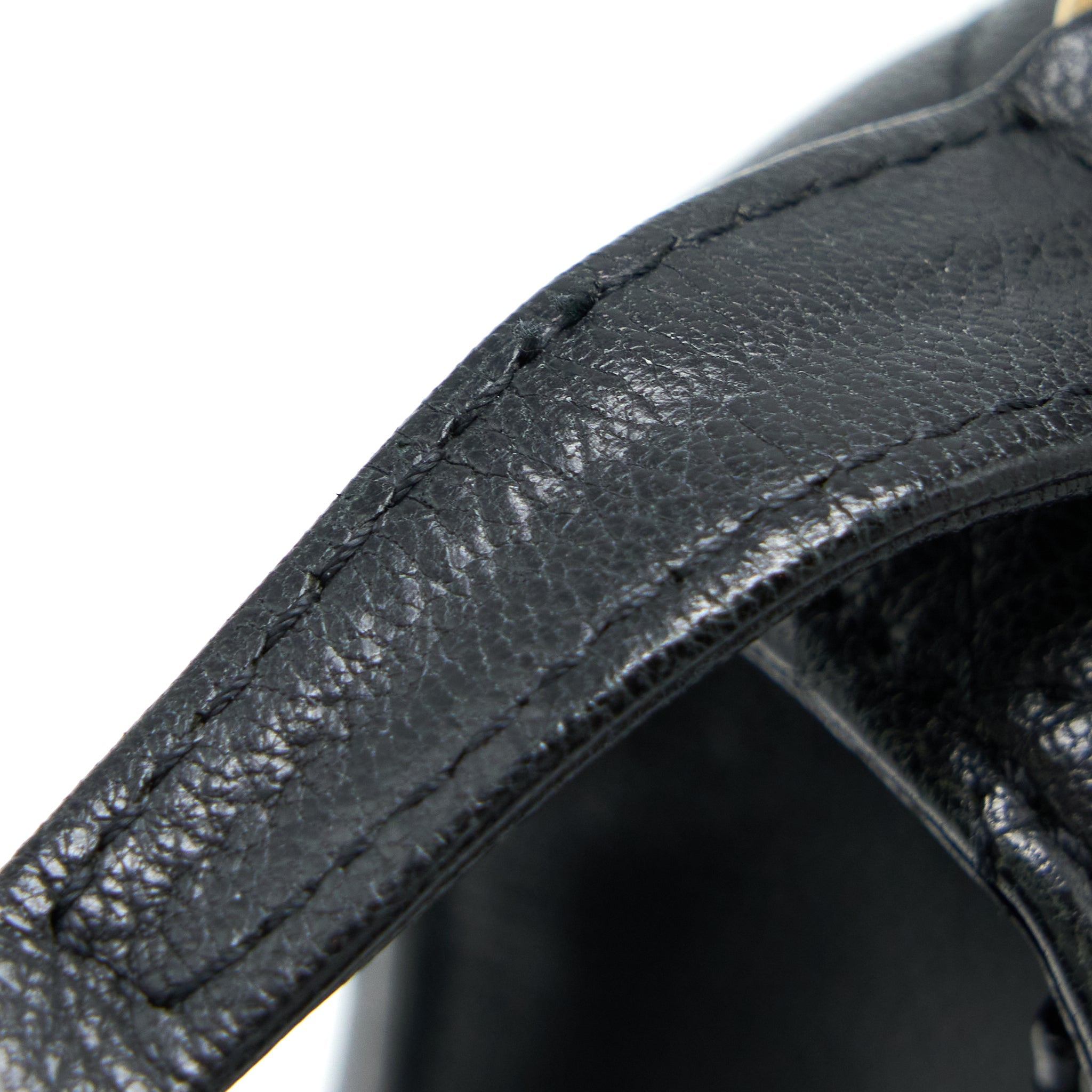 CHANEL RITA TOP HANDLE FLAP BAG GRAINED GOATSKIN BLACK BRUSHED GHW