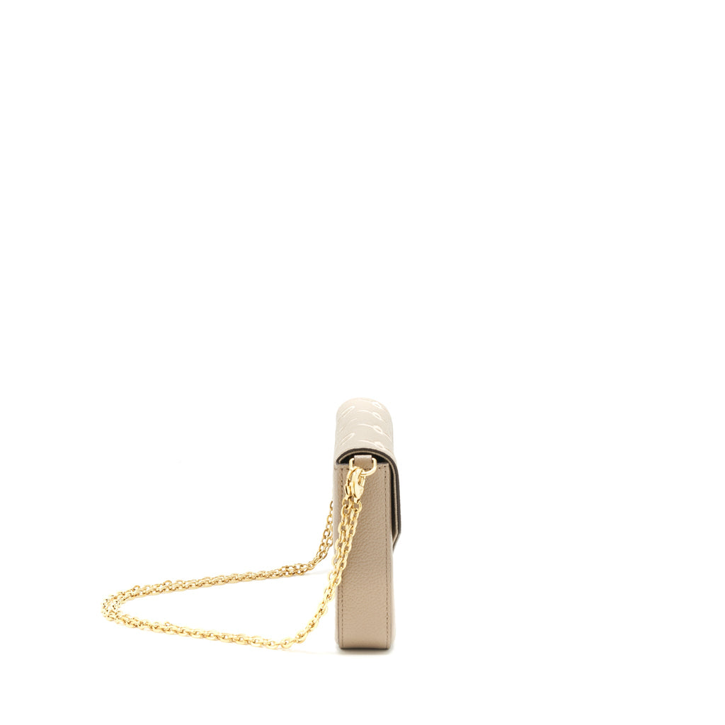LOUIS VUITTON FELICIE POCHETTE TOURTERELLE/CREME GHW