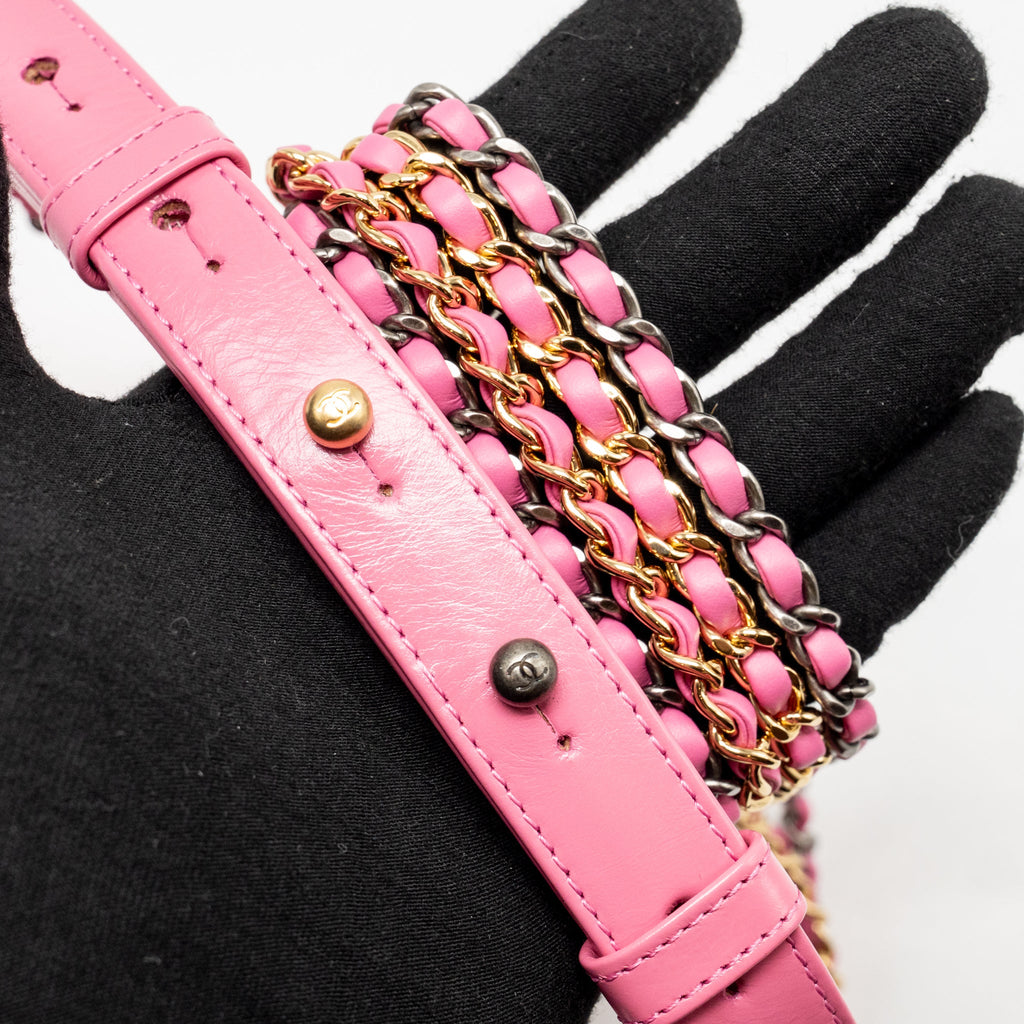 CHANEL SMALL GABRIELLE HOBO BAG AGED CALFSKIN PINK MULTICOLOURED HARDWARE