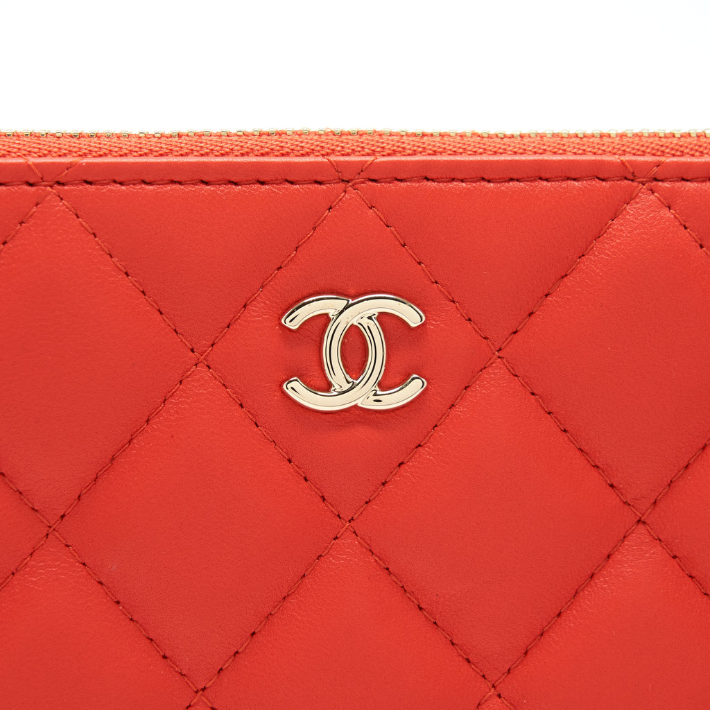 CHANEL HABANA O CASE POUCH LAMBSKIN RED GHW
