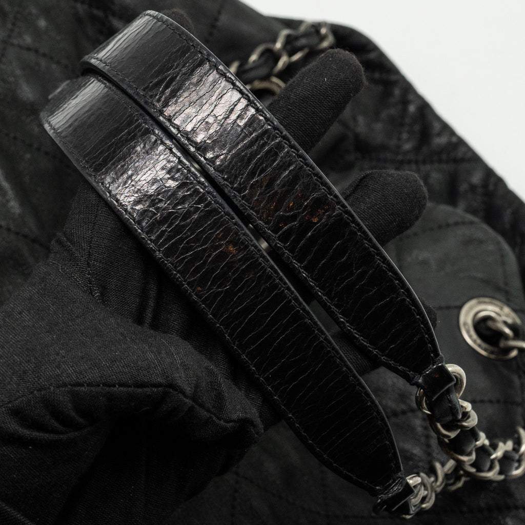 CHANEL LARGE QUILTED SHOULDER BAG CALFSKIN BLACK SHW