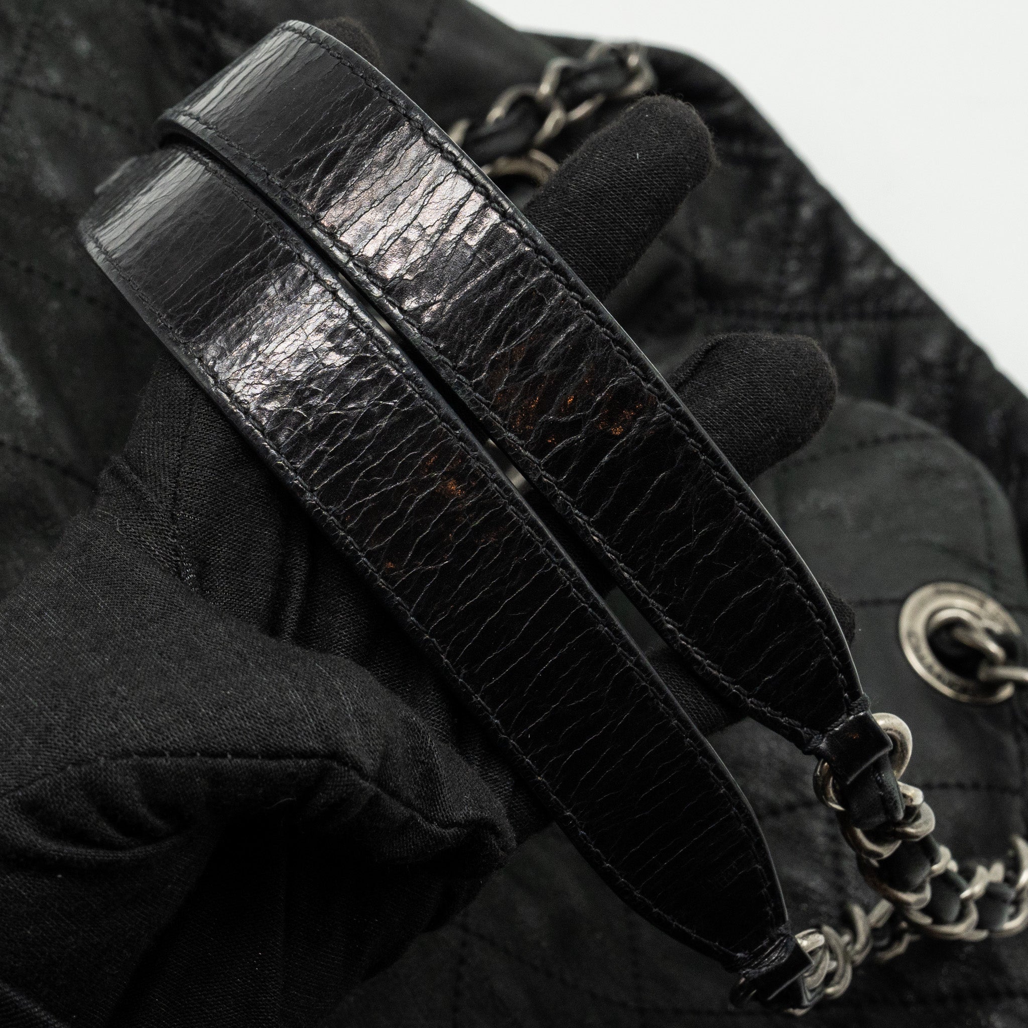 CHANEL LARGE QUILTED SHOULDER BAG CALFSKIN BLACK SHW