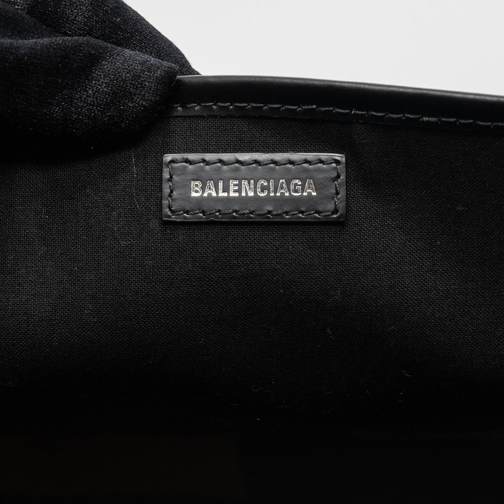 BALENCIAGA CABAS TOTE BAG CANVAS/CALFSKIN BEIGE/BLACK SHW