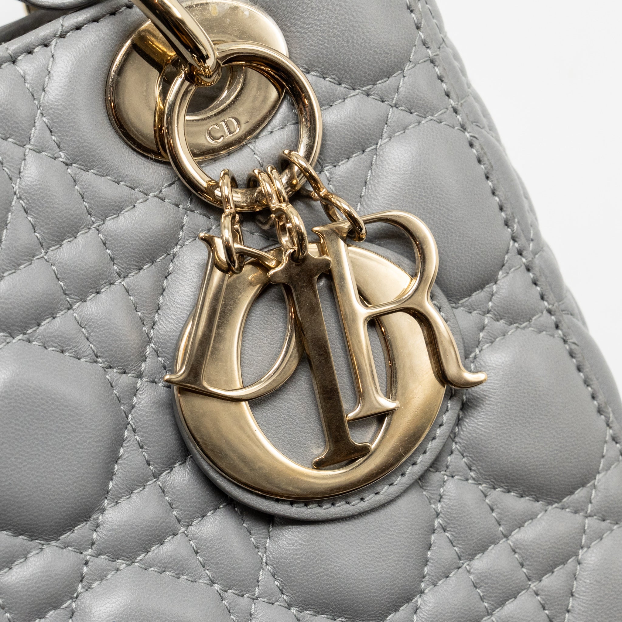 DIOR SMALL LADY DIOR MY ABCDIOR BAG CANNAGE LAMBSKIN GREY LGHW
