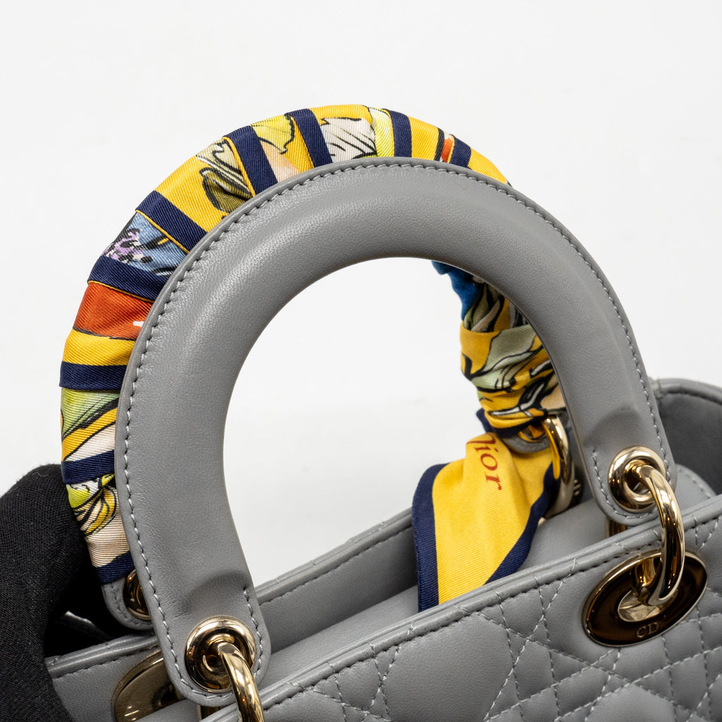 DIOR SMALL LADY DIOR MY ABCDIOR BAG CANNAGE LAMBSKIN GREY LGHW