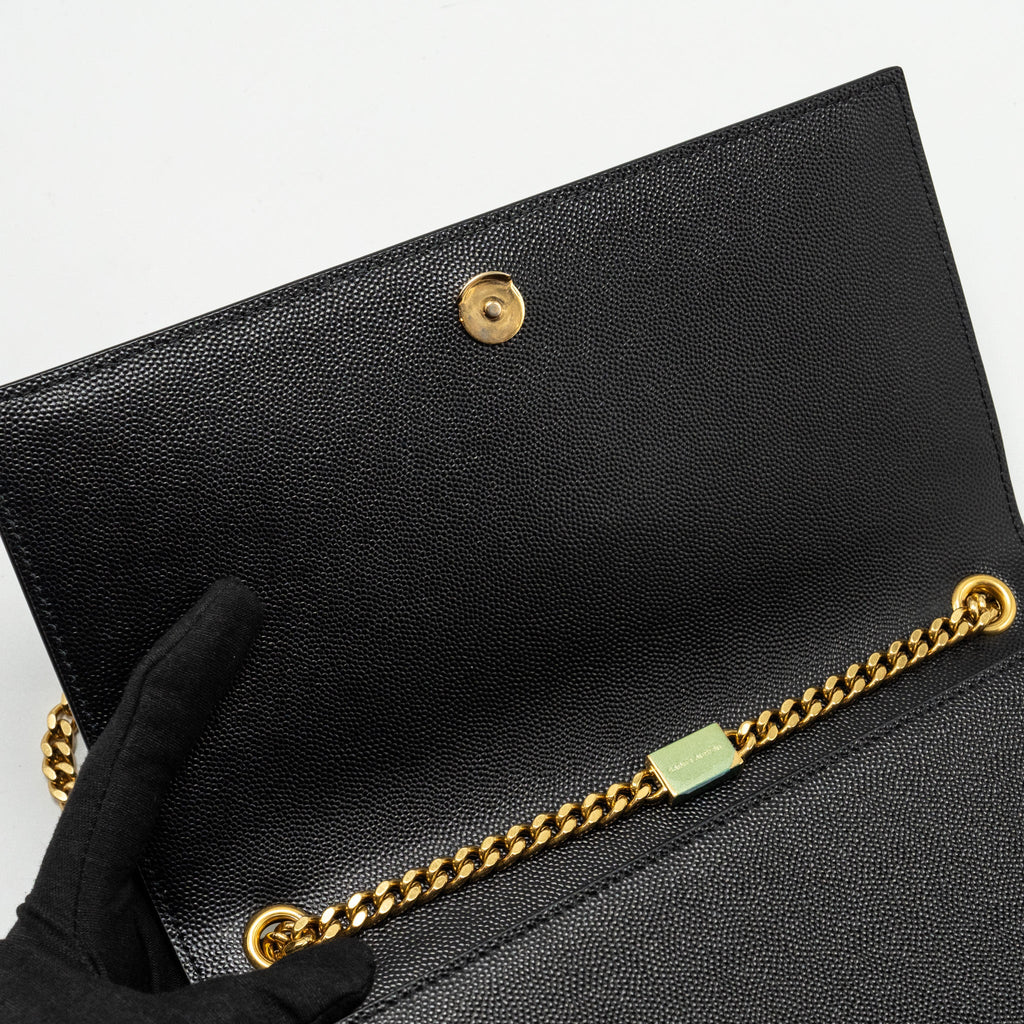 SAINT LAURENT/YSL MEDIUM KATE BAG GRAINED CALFSKIN BLACK GHW