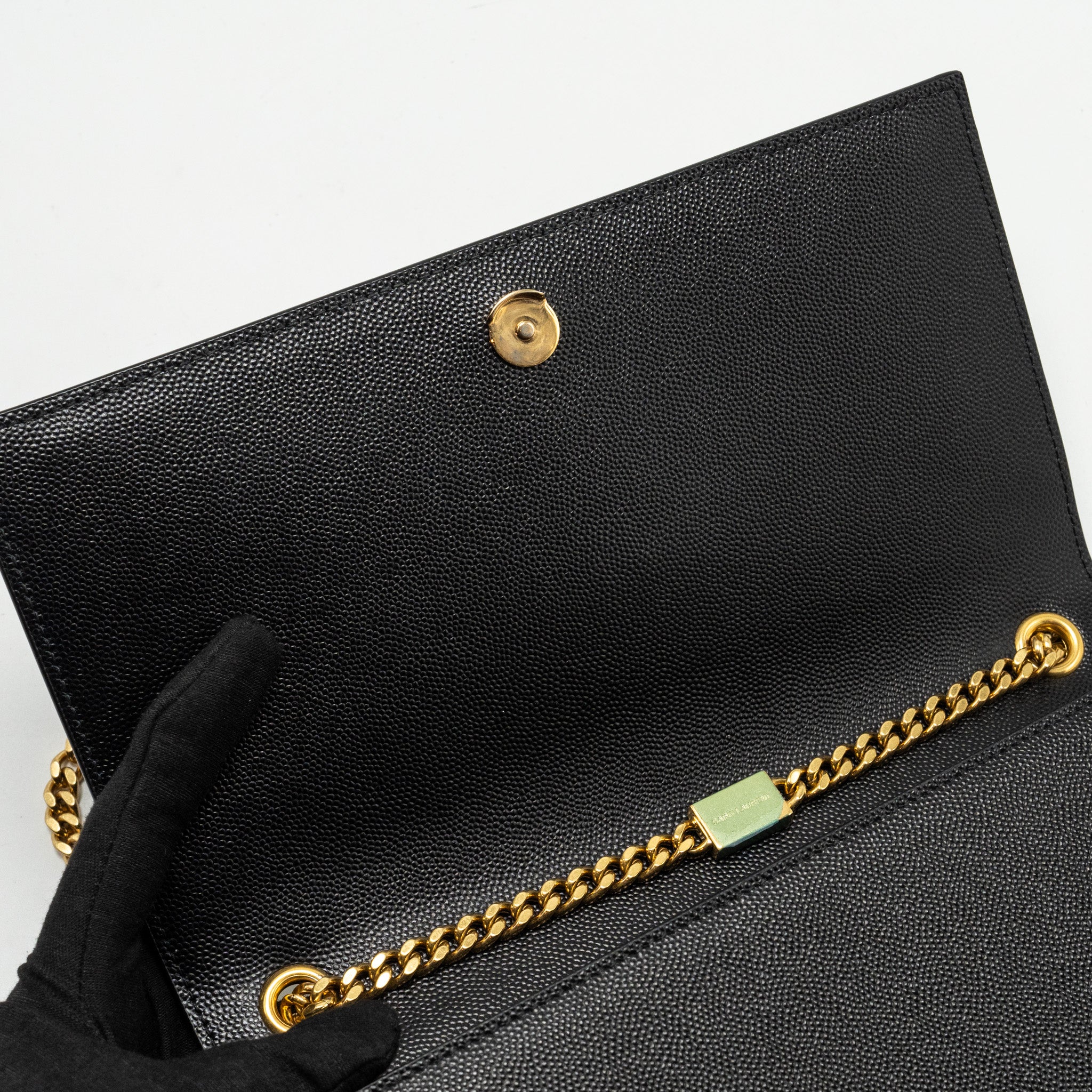 SAINT LAURENT/YSL MEDIUM KATE BAG GRAINED CALFSKIN BLACK GHW