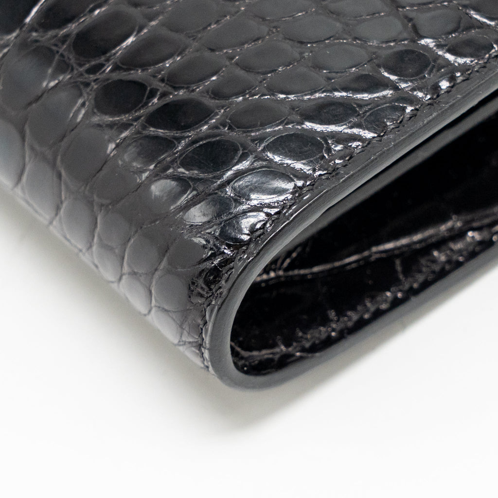 HERMES CONSTANCE TO GO ALLIGATOR MISSISSIPPIENSIS BLACK WITH BLACK HARDWARE
