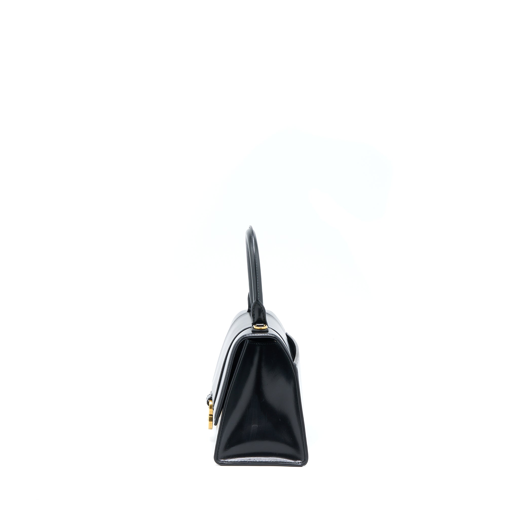 BALENCIAGA HOURGLASS SMALL HANDBAG BOX CALFSKIN BLACK GHW