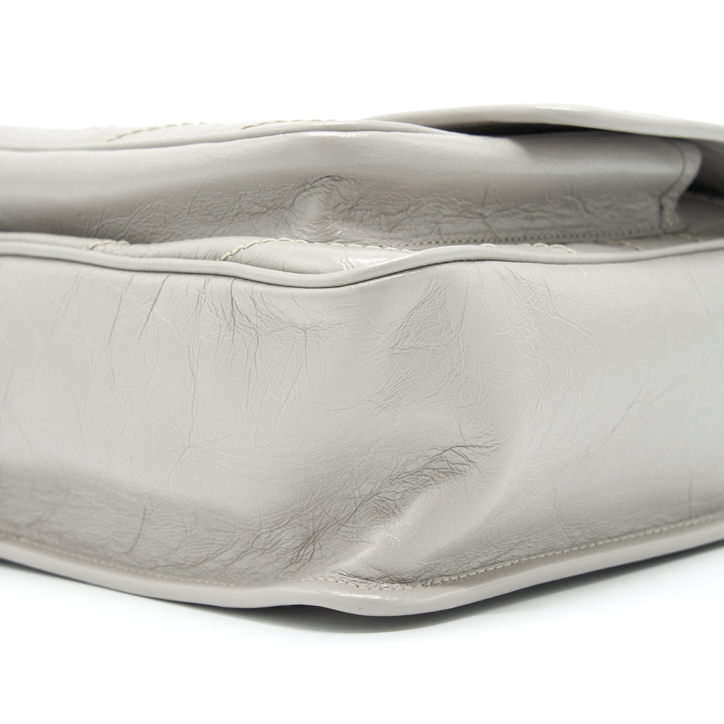 SAINT LAURENT MEDIUM NIKI BAG CALFSKIN LIGHT GREY WITH RUTHENIUM HARDWARE