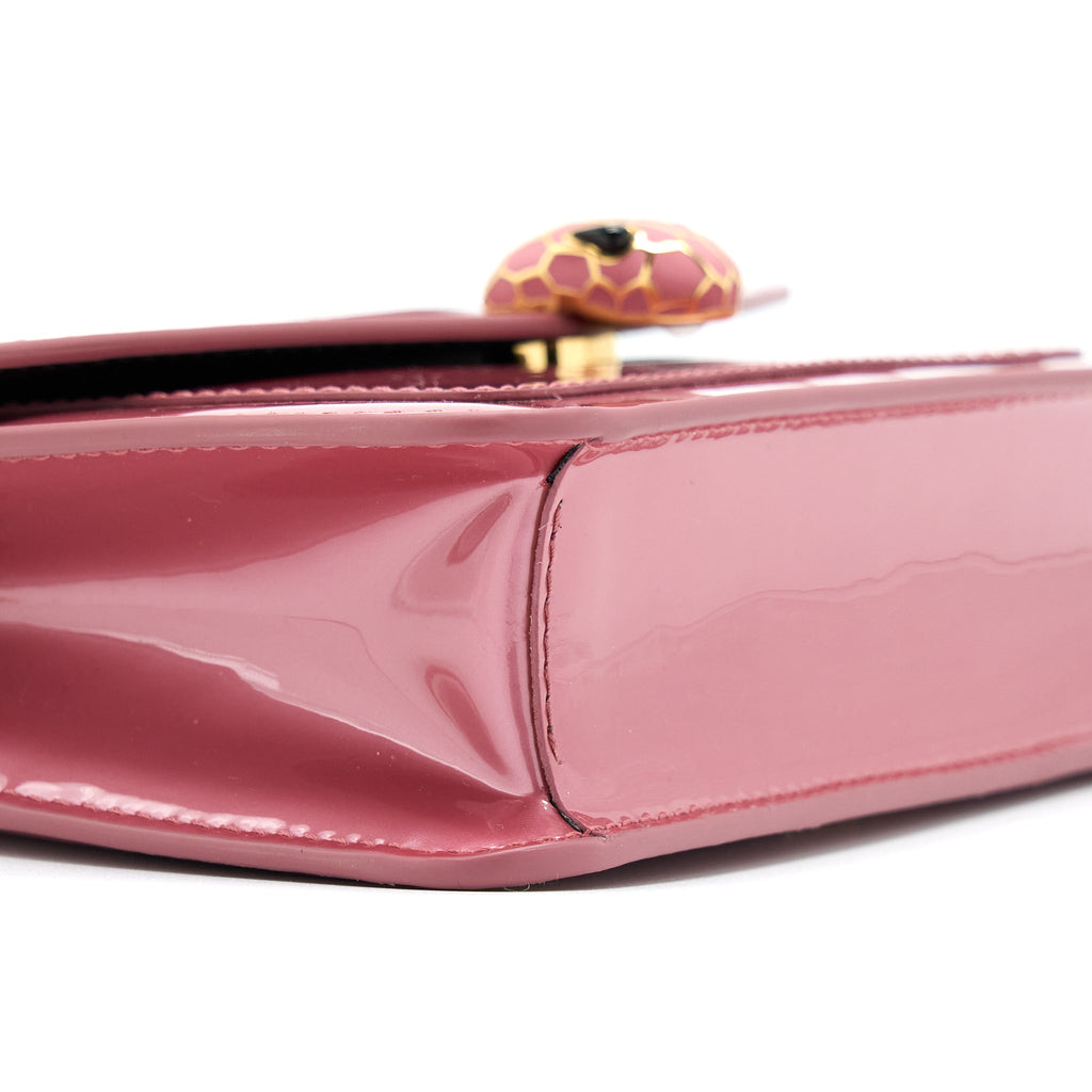 BVLGARI SERPENTI FOREVER CHAIN WALLET PATENT DARK PINK
