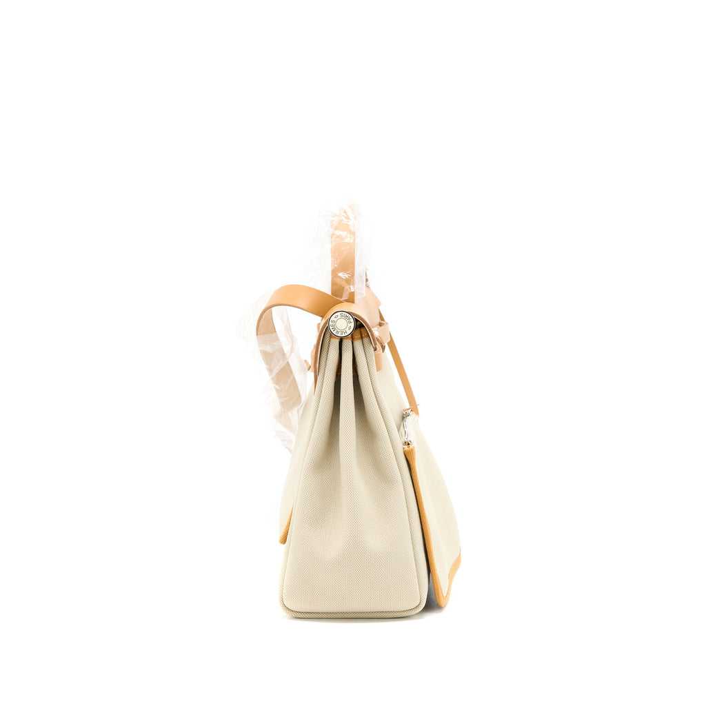 HERMES HERBAG ZIP 31 BAG CANVAS BRETON/NATURAL SABLE/NATA SHW