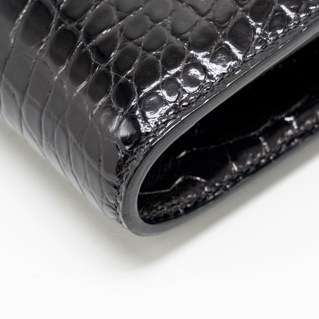 HERMES CONSTANCE TO GO ALLIGATOR MISSISSIPPIENSIS BLACK WITH BLACK HARDWARE