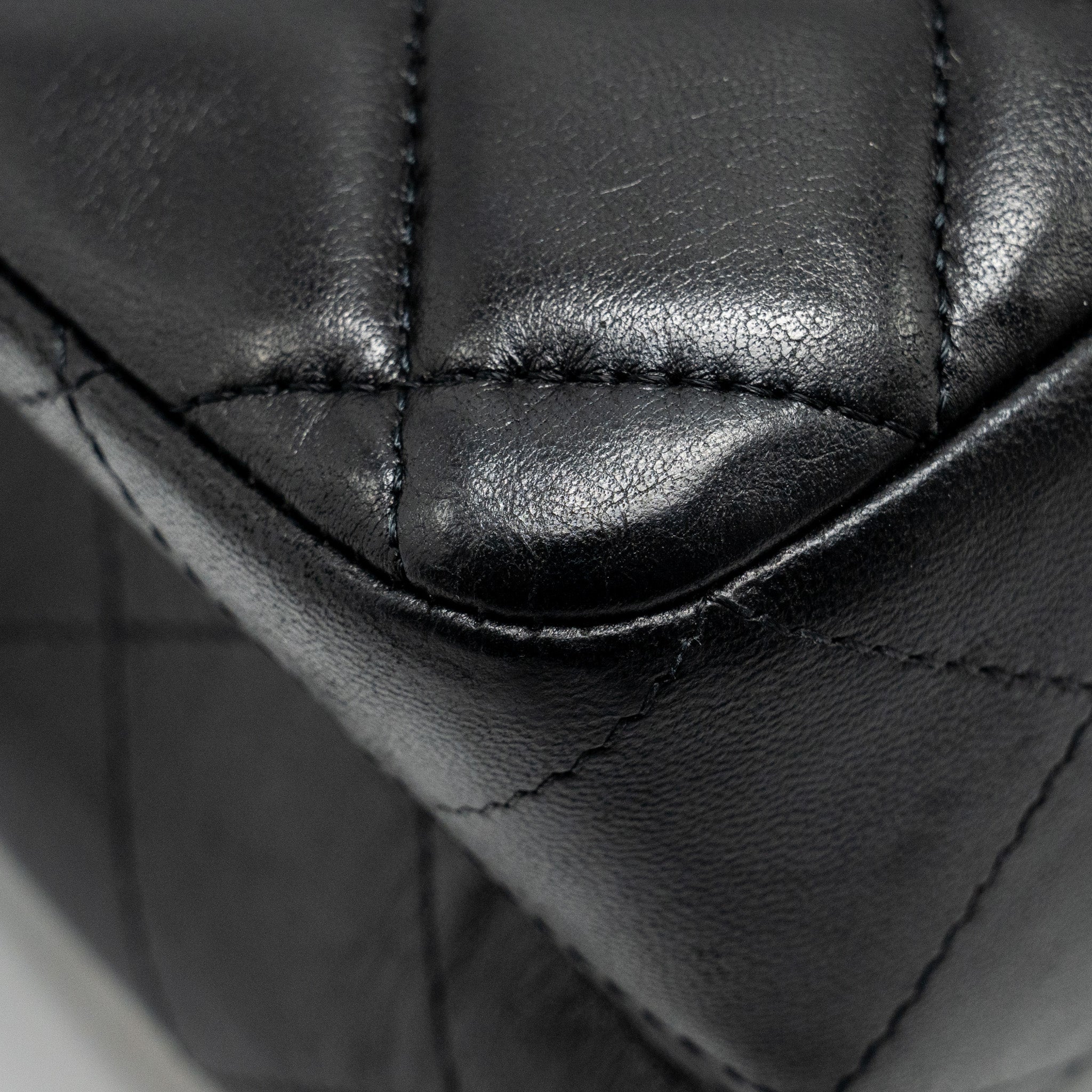 CHANEL JUMBO CLASSIC SINGLE FLAP BAG LAMBSKIN BLACK SHW