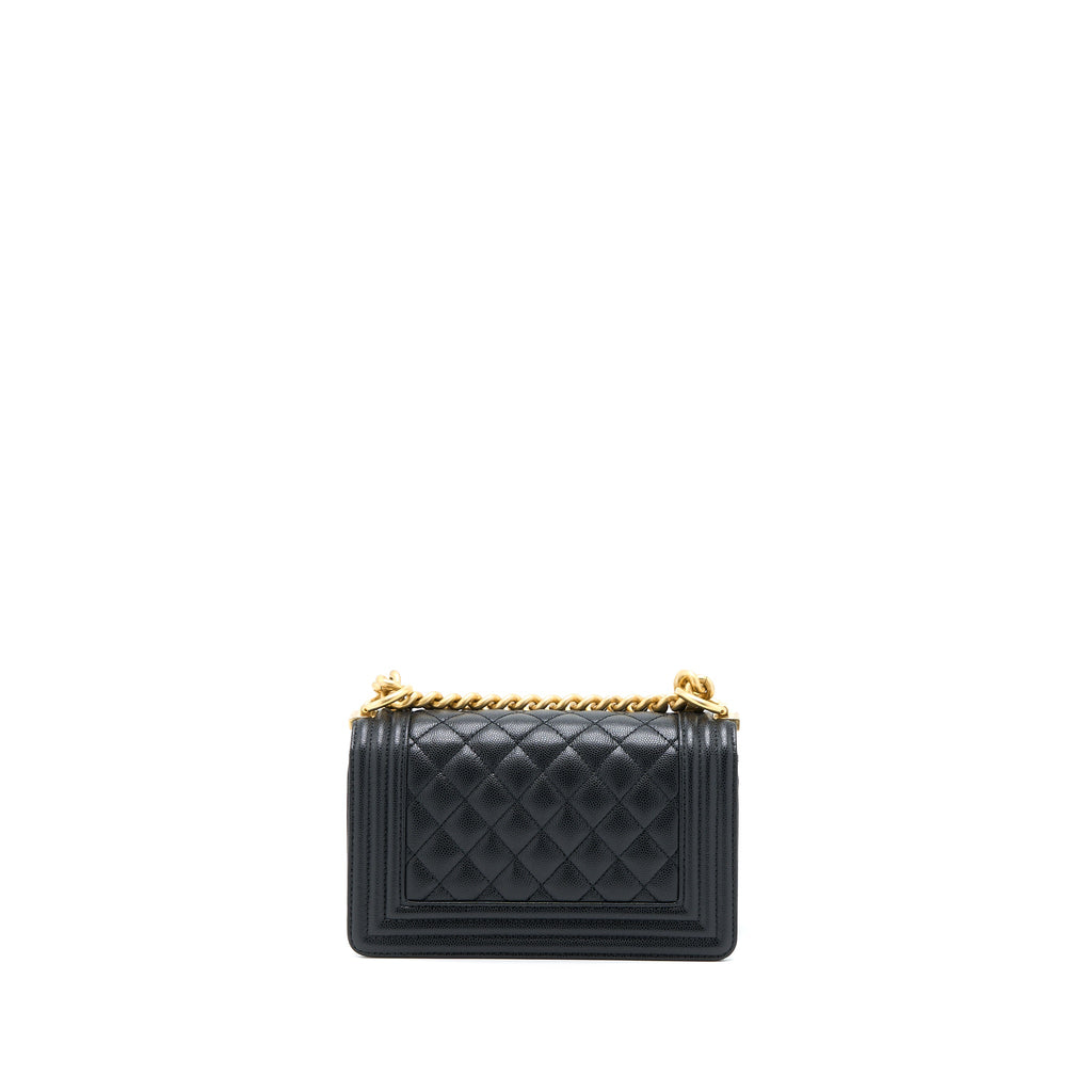 CHANEL SMALL BOY BAG CAVIAR BLACK GHW (MICROCHIP )