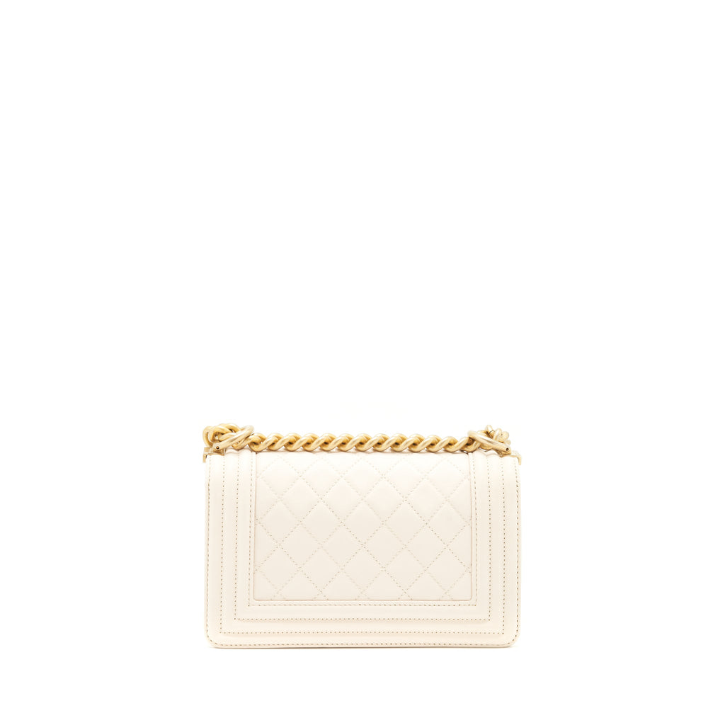 CHANEL SMALL BOY CHANEL CALFSKIN WHITE GHW