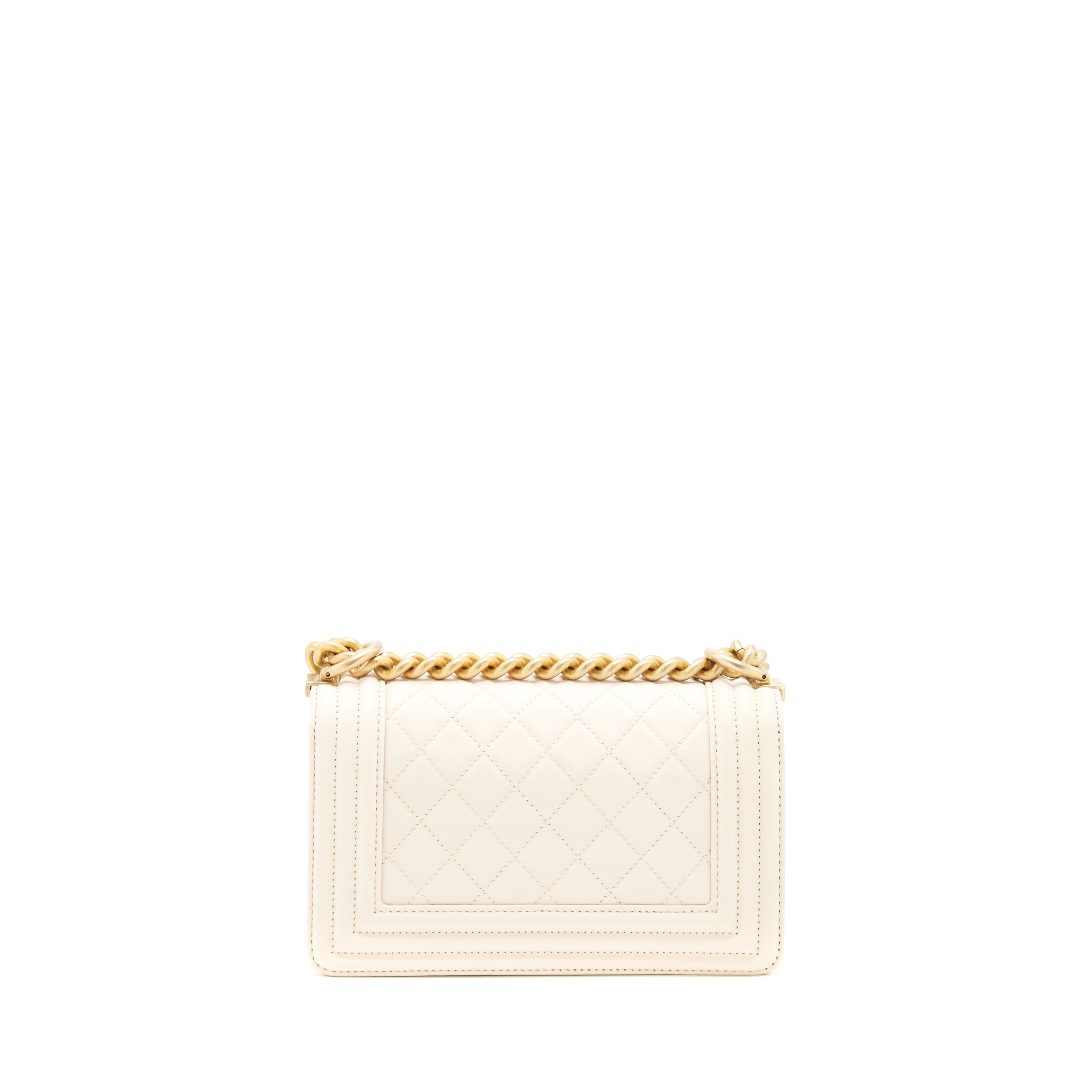 CHANEL SMALL BOY CHANEL CALFSKIN WHITE GHW