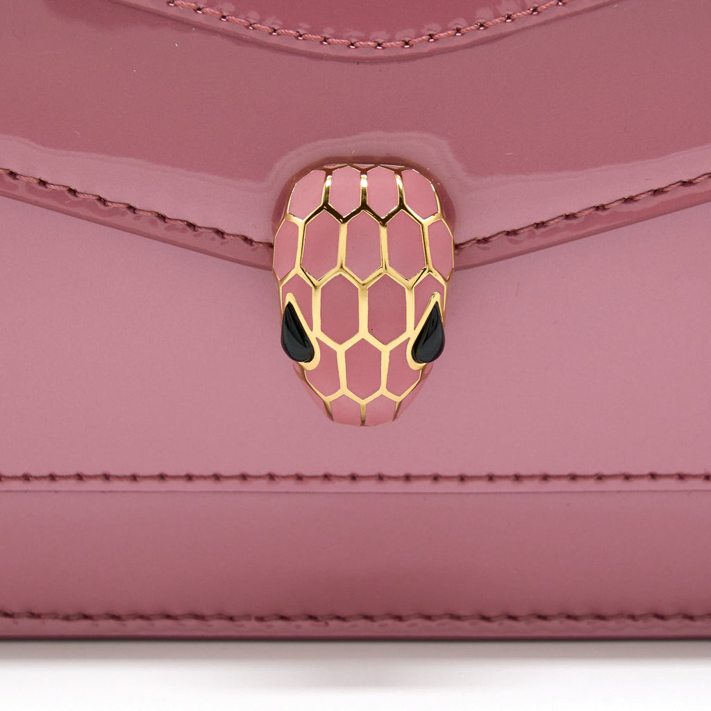BVLGARI SERPENTI FOREVER CHAIN WALLET PATENT DARK PINK