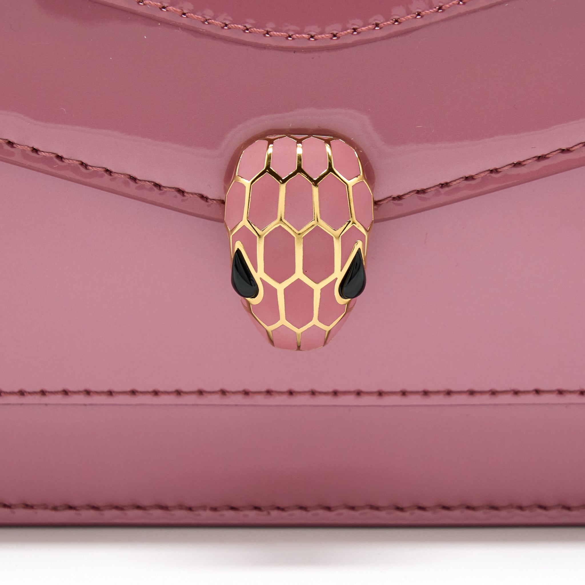 BVLGARI SERPENTI FOREVER CHAIN WALLET PATENT DARK PINK