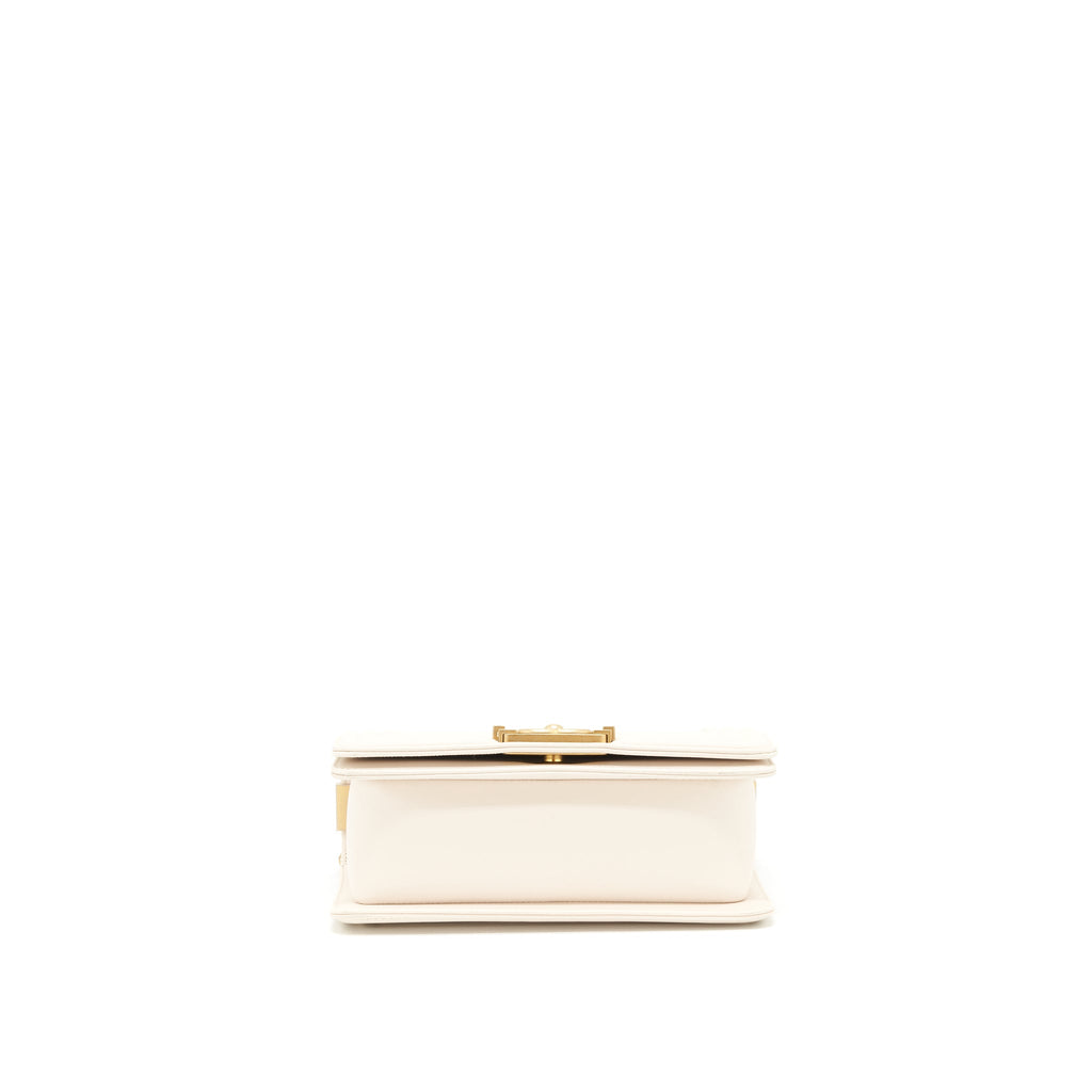 CHANEL SMALL BOY CHANEL CALFSKIN WHITE GHW