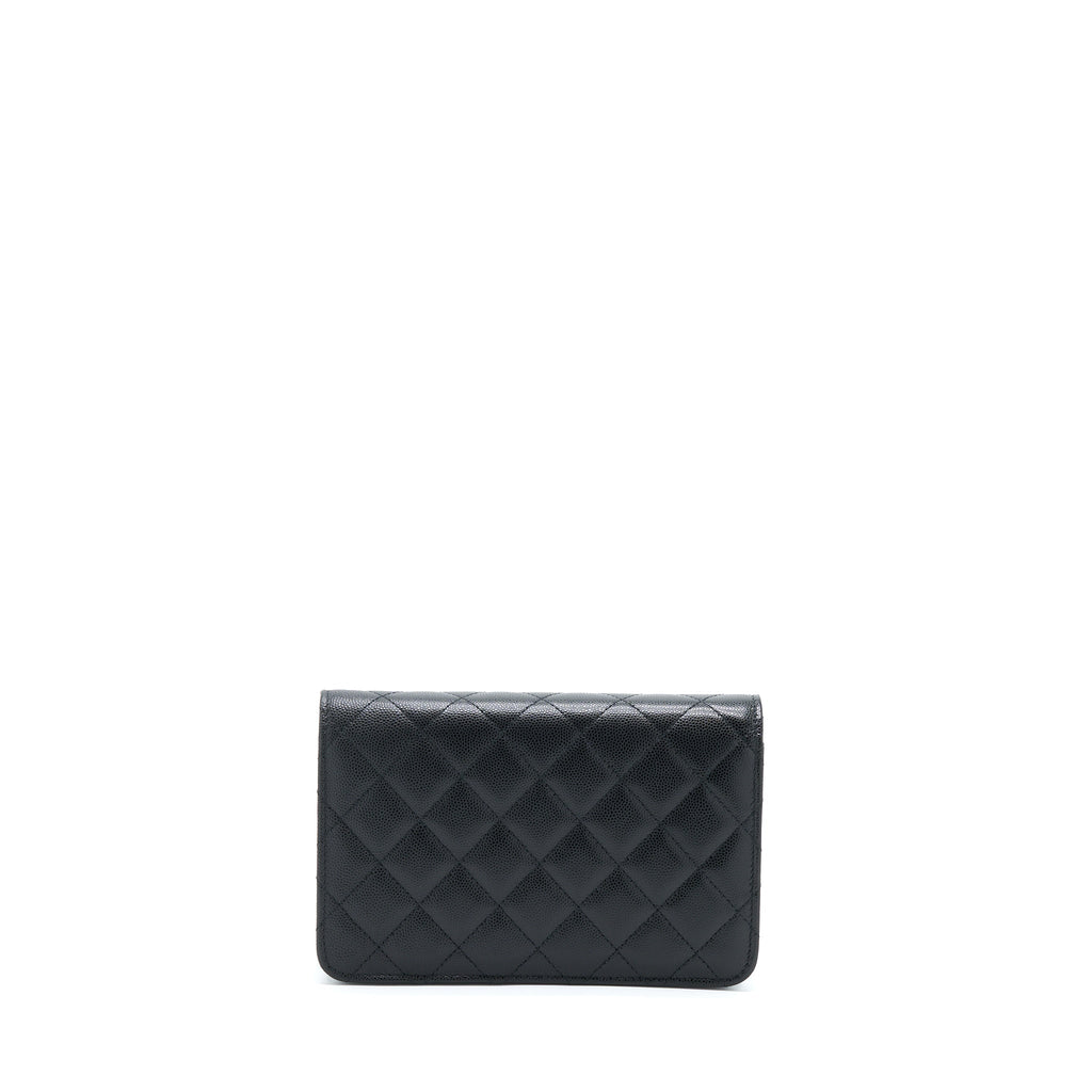 CHANEL 22S WALLET ON CHAINS WITH DETAIL CC LOGO CAVIAR BLACK LGHW