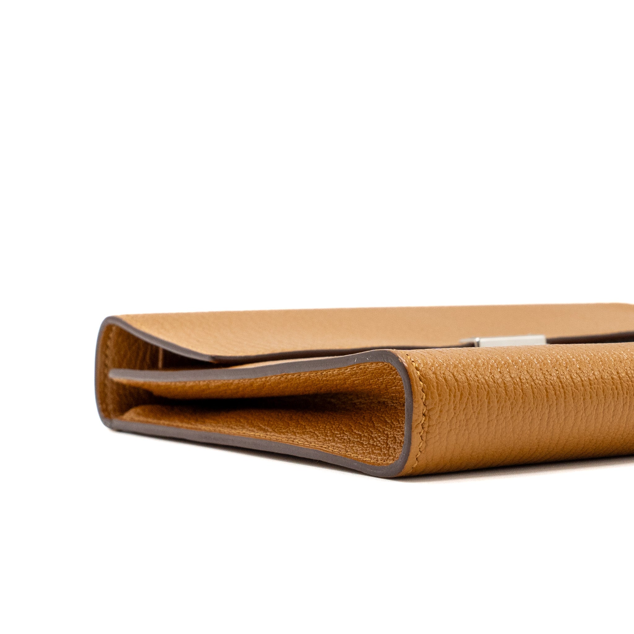 HERMES CLIC 16 WALLET CHEVRE MYSORE CARAMEL SHW