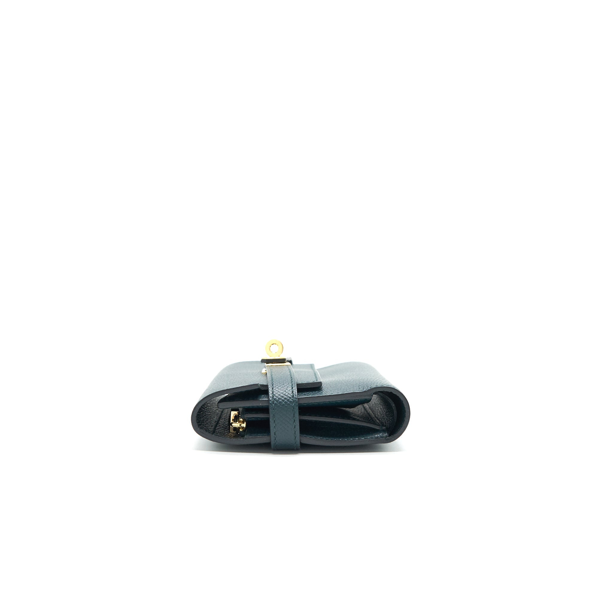 HERMES KELLY COMPACT WALLET VERT CYPRES GHW