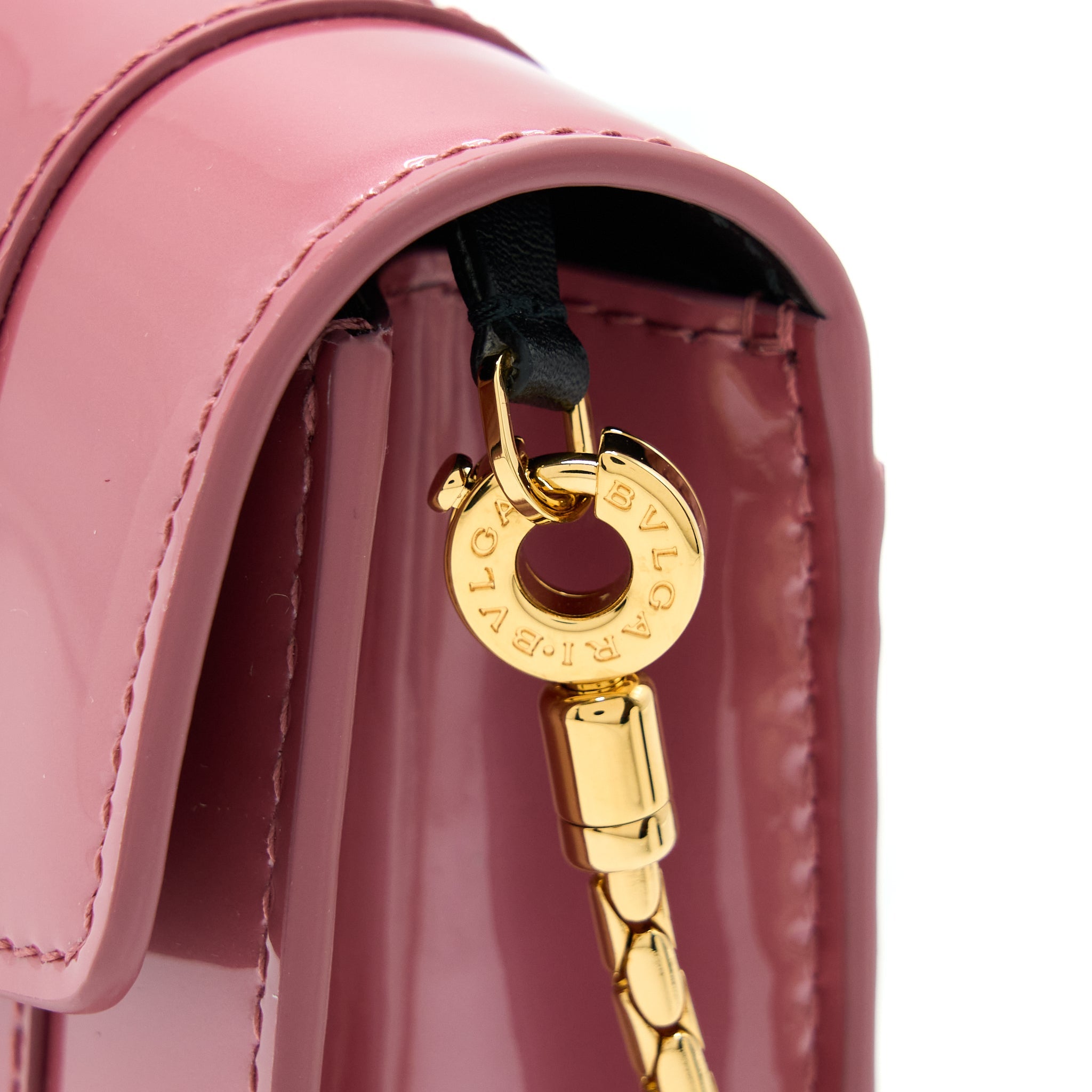 BVLGARI SERPENTI FOREVER CHAIN WALLET PATENT DARK PINK