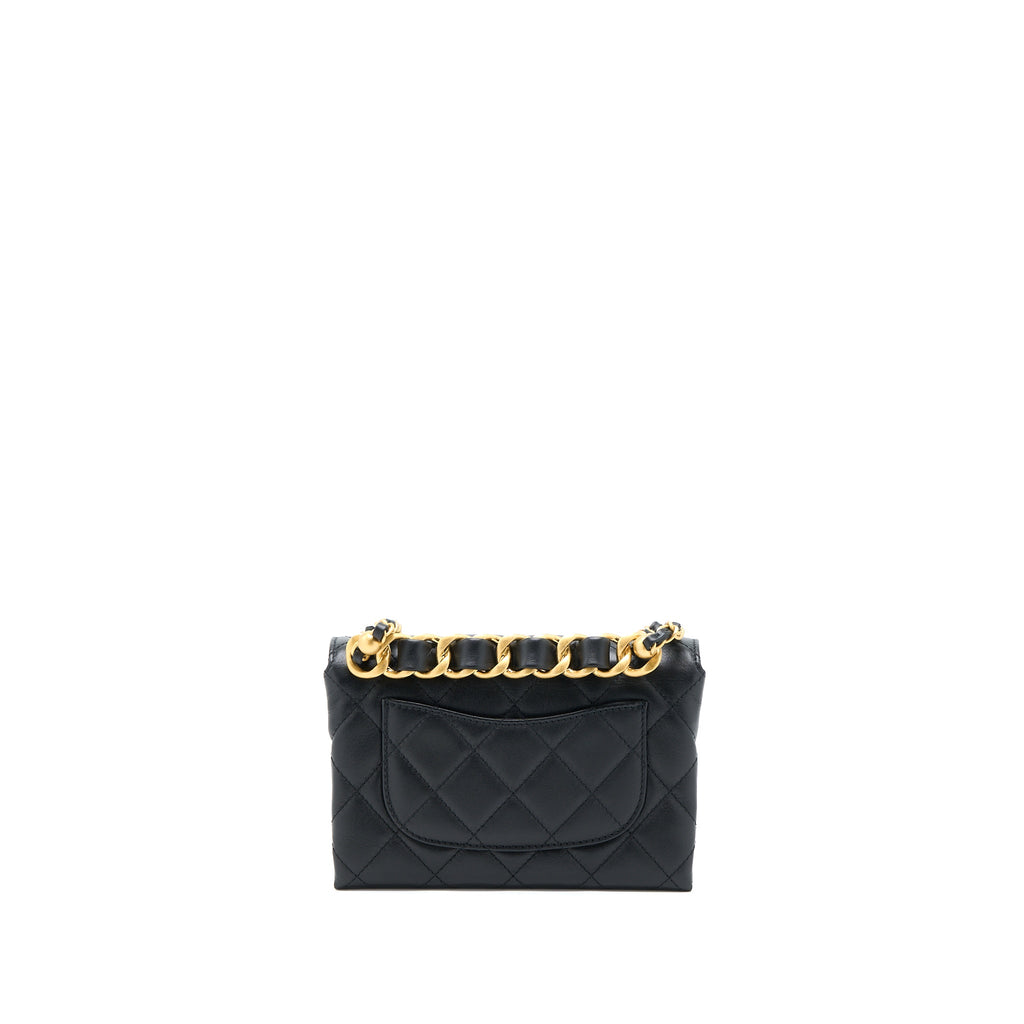 CHANEL 22S SEASONAL FLAP BAG CALFSKIN BLACK BRUSHED GHW