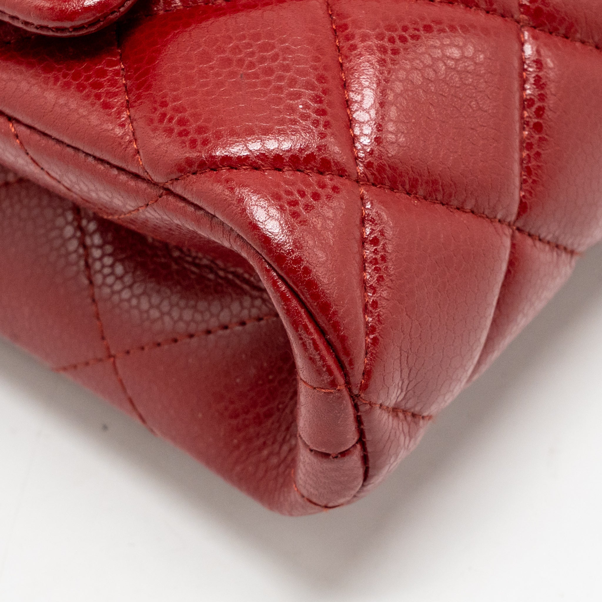 CHANEL TIMELESS FLAP CLUTCH CHAIN BAG CAVIAR RED SHW
