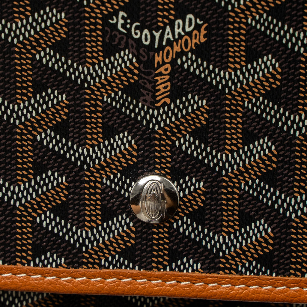 GOYARD PLUMET POCKET WALLET GOYARDINE CANVAS/CALFSKIN BLACK/BROWN SHW