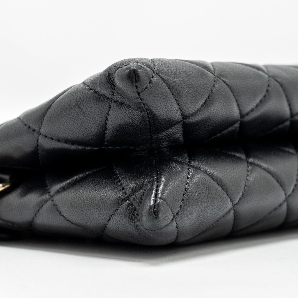 CHANEL COCO CHARMS QUILTED POUCH BAG LAMBSKIN BLACK GHW