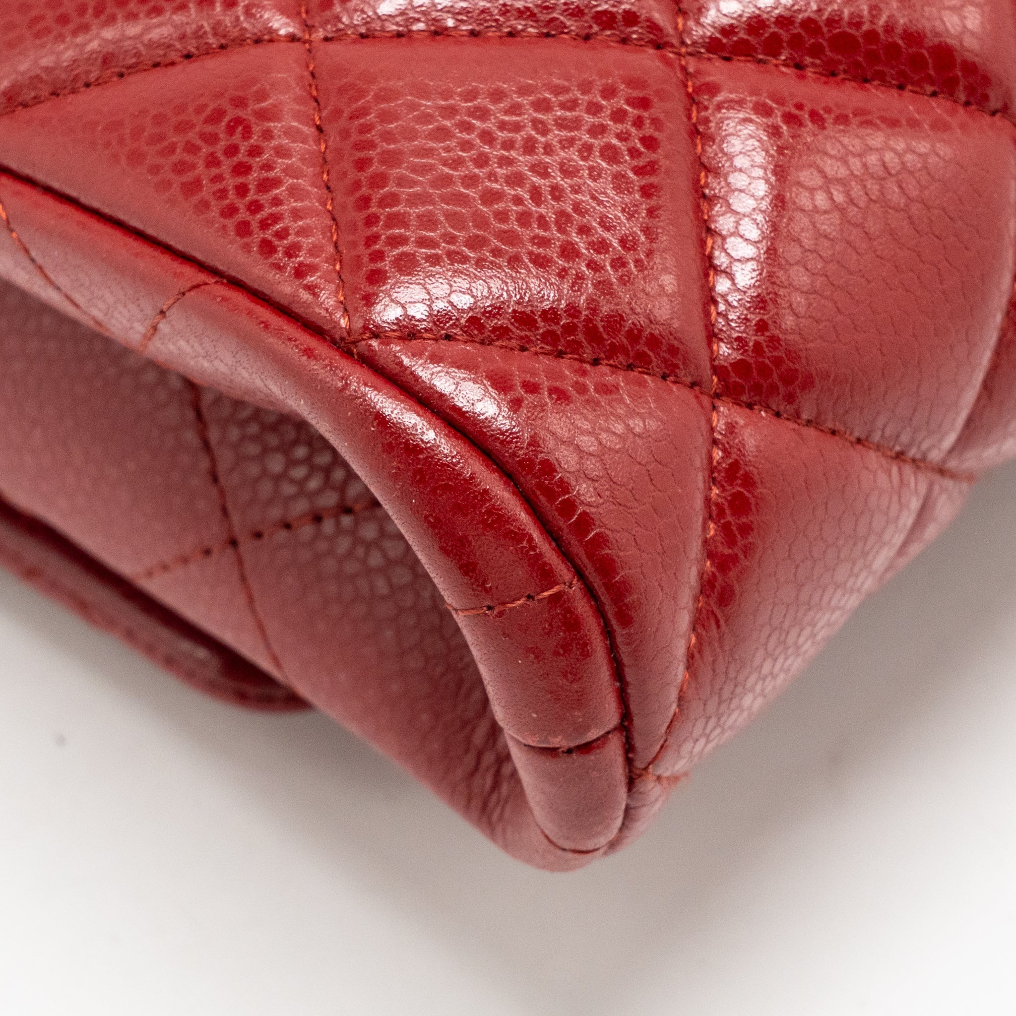 CHANEL TIMELESS FLAP CLUTCH CHAIN BAG CAVIAR RED SHW