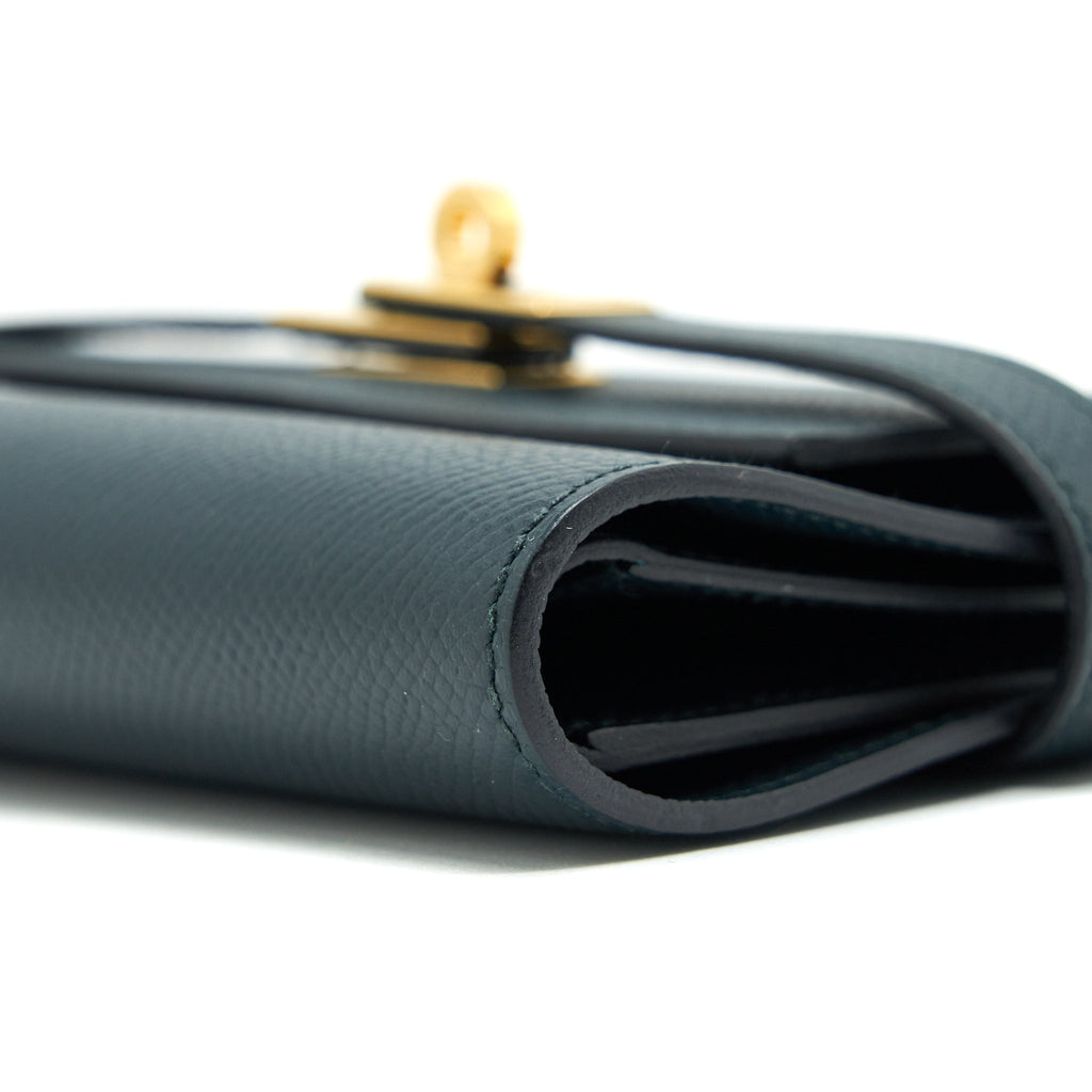 HERMES KELLY COMPACT WALLET VERT CYPRES GHW