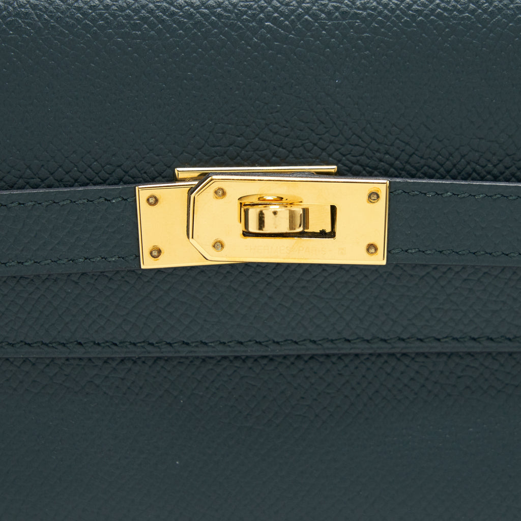 HERMES KELLY COMPACT WALLET VERT CYPRES GHW