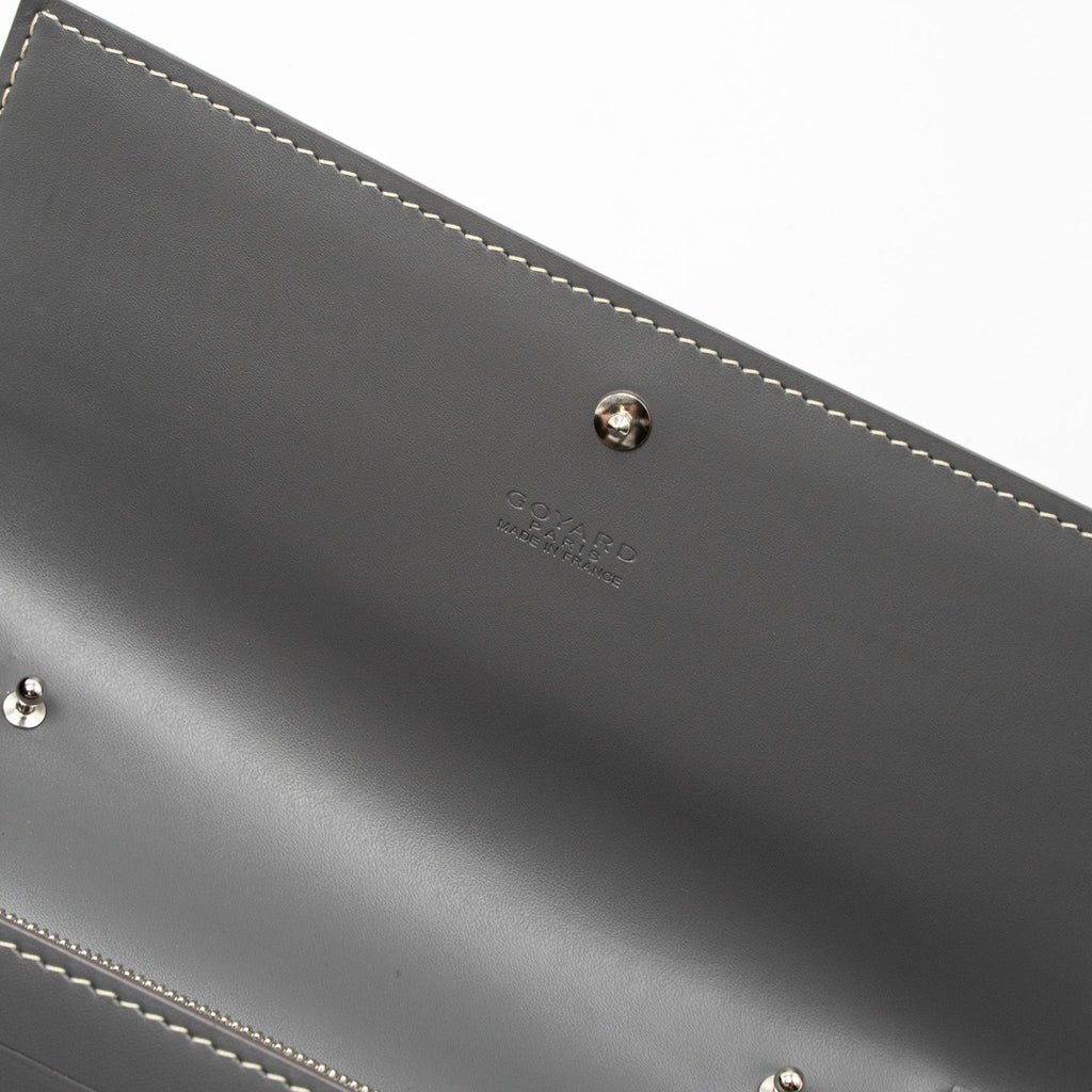 GOYARD VARENNE CONTINENTAL WALLET GOYARDINE CANVAS/CALFSKIN GREY SHW