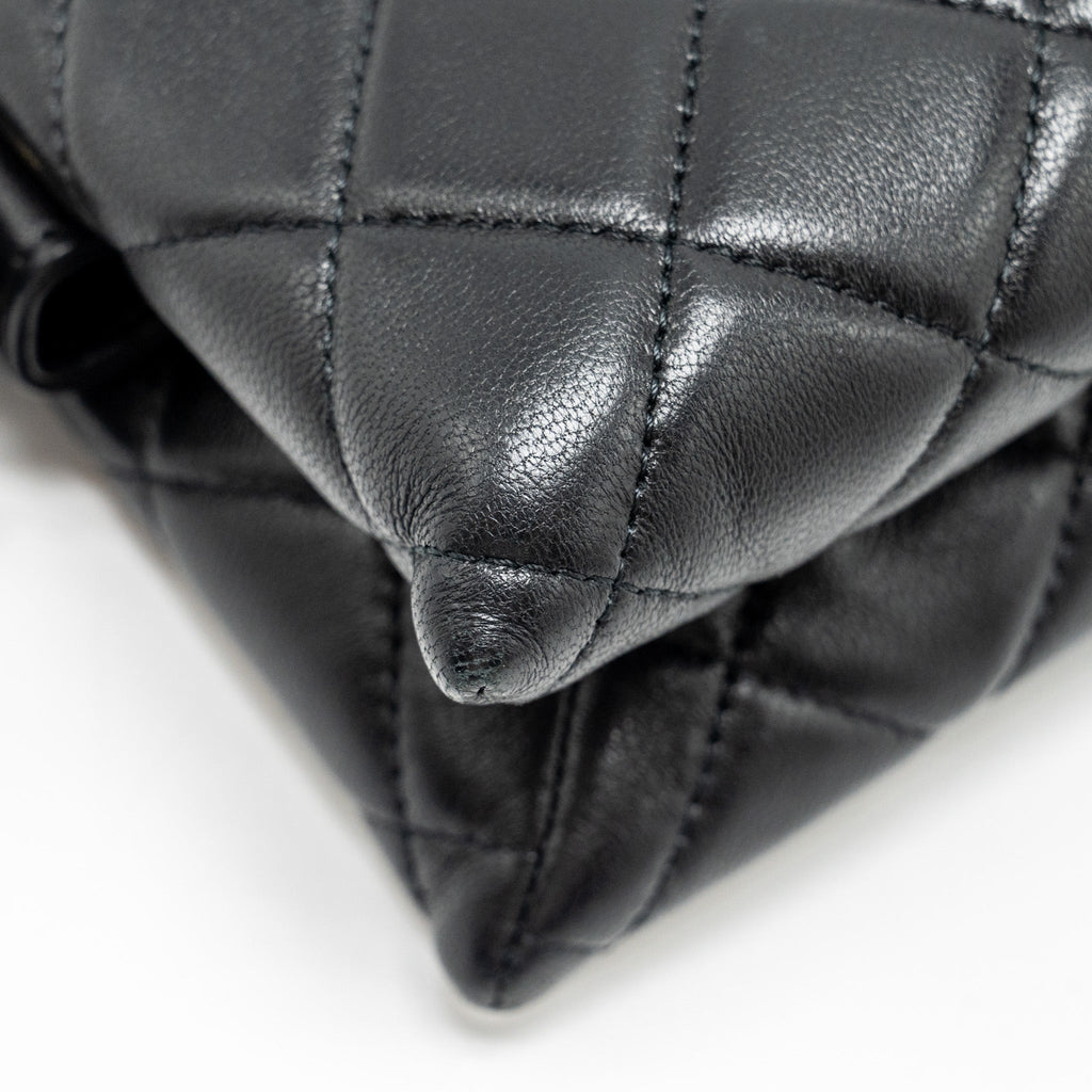 CHANEL COCO CHARMS QUILTED POUCH BAG LAMBSKIN BLACK GHW