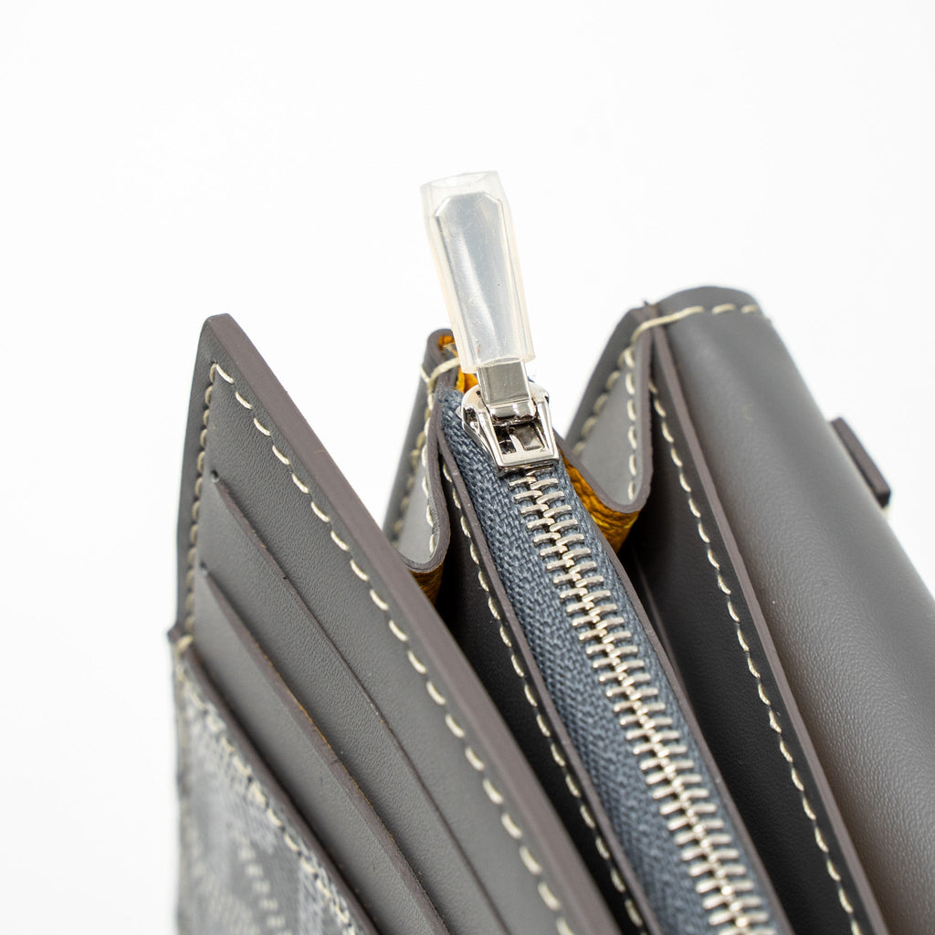 GOYARD VARENNE CONTINENTAL WALLET GOYARDINE CANVAS/CALFSKIN GREY SHW
