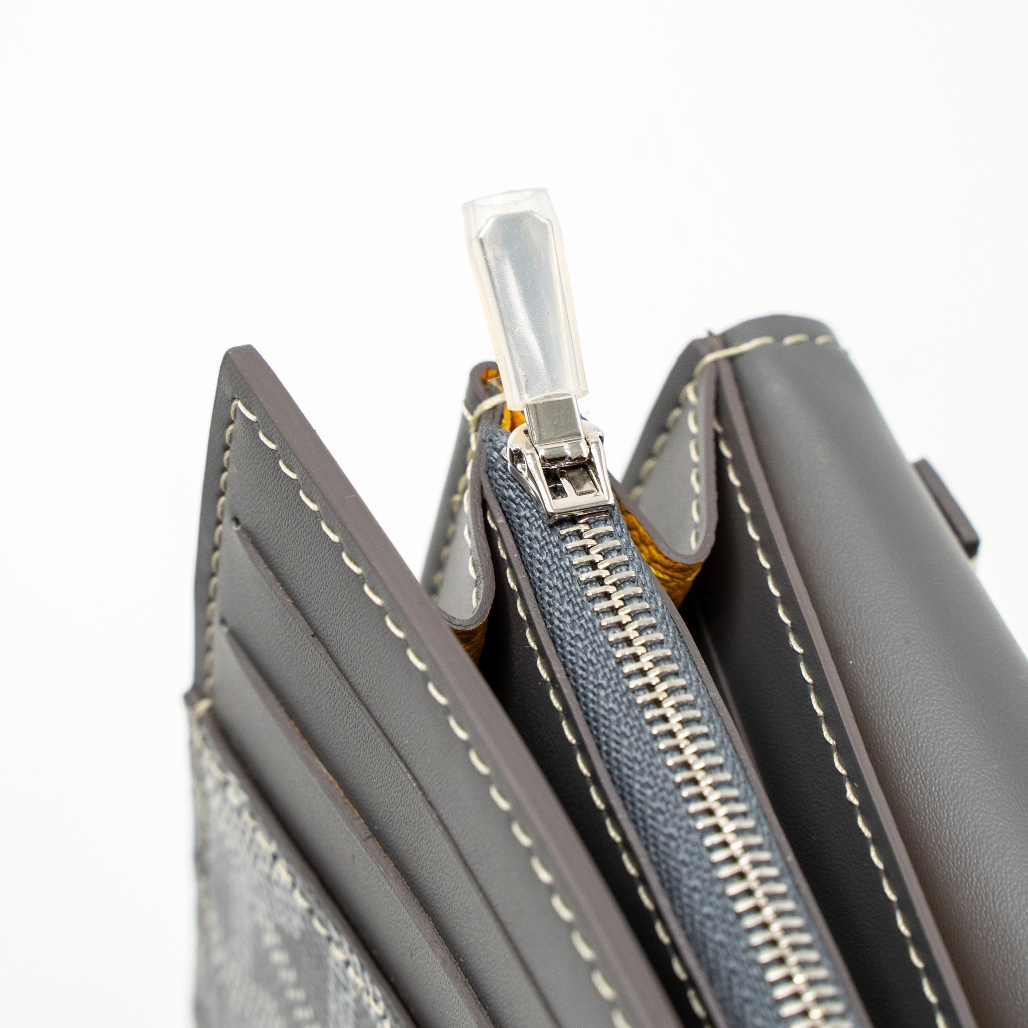 GOYARD VARENNE CONTINENTAL WALLET GOYARDINE CANVAS/CALFSKIN GREY SHW