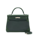 HERMES KELLY 32 GHILLIES CLEMENCE VERT FONCE/VERT ANGLAIS SHW