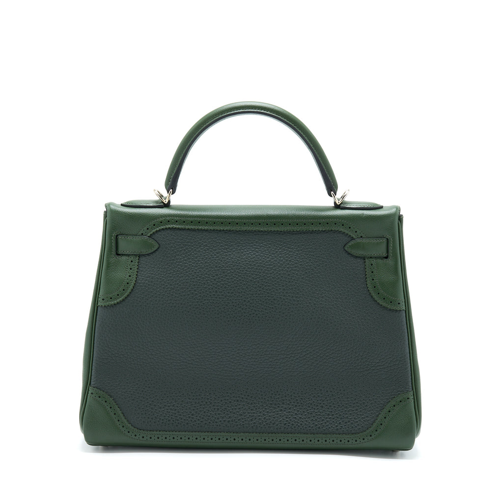 HERMES KELLY 32 GHILLIES CLEMENCE VERT FONCE/VERT ANGLAIS SHW