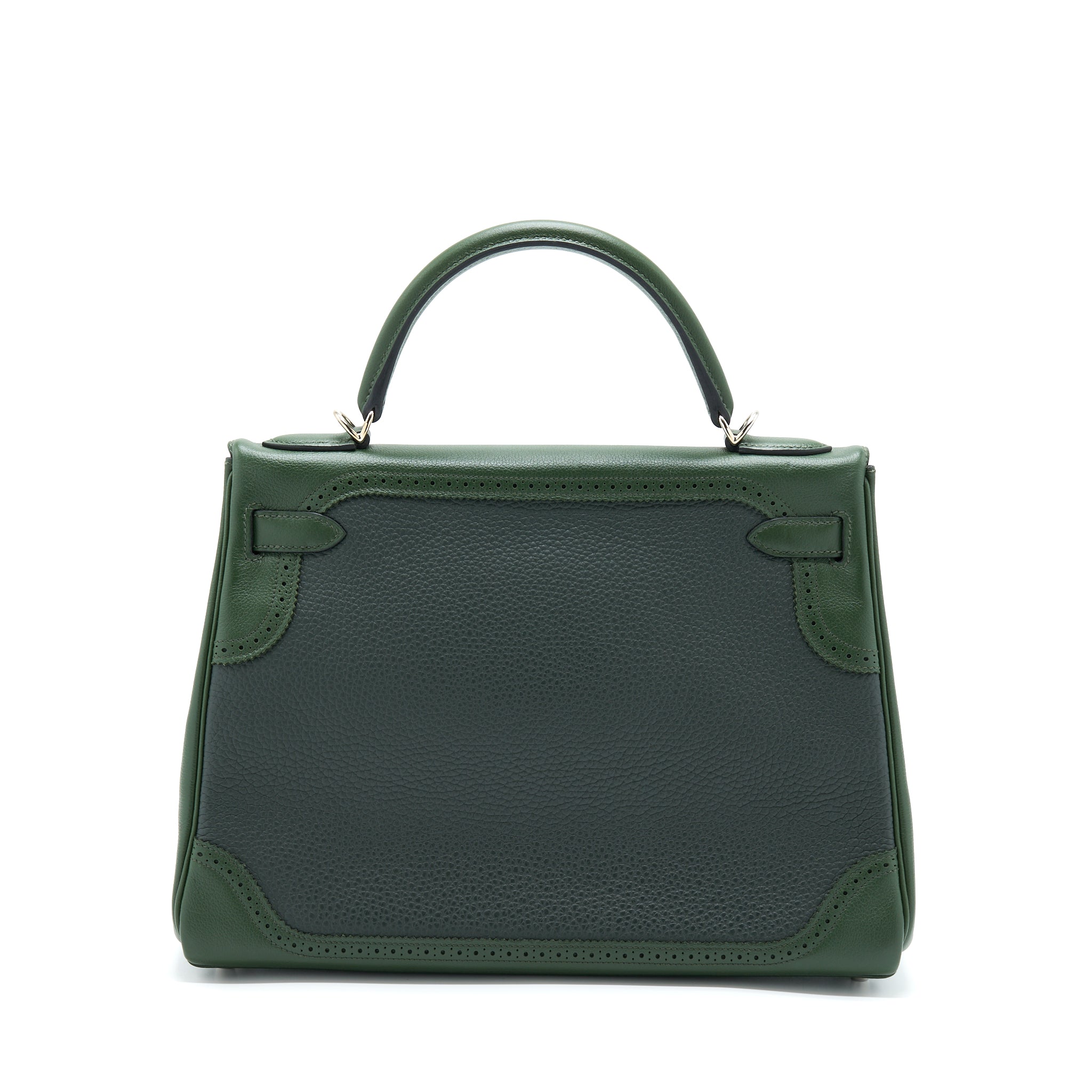 HERMES KELLY 32 GHILLIES CLEMENCE VERT FONCE/VERT ANGLAIS SHW