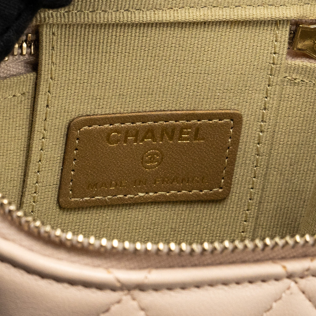 CHANEL PEARL CRUSH MINI VANITY WITH CHAIN LAMBSKIN LIGHT BEIGE GHW
