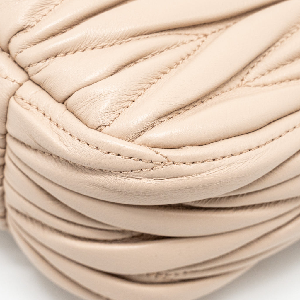 MIUMIU WANDER MATELASSE HOBO BAG NAPPA LAMBSKIN BEIGE GHW