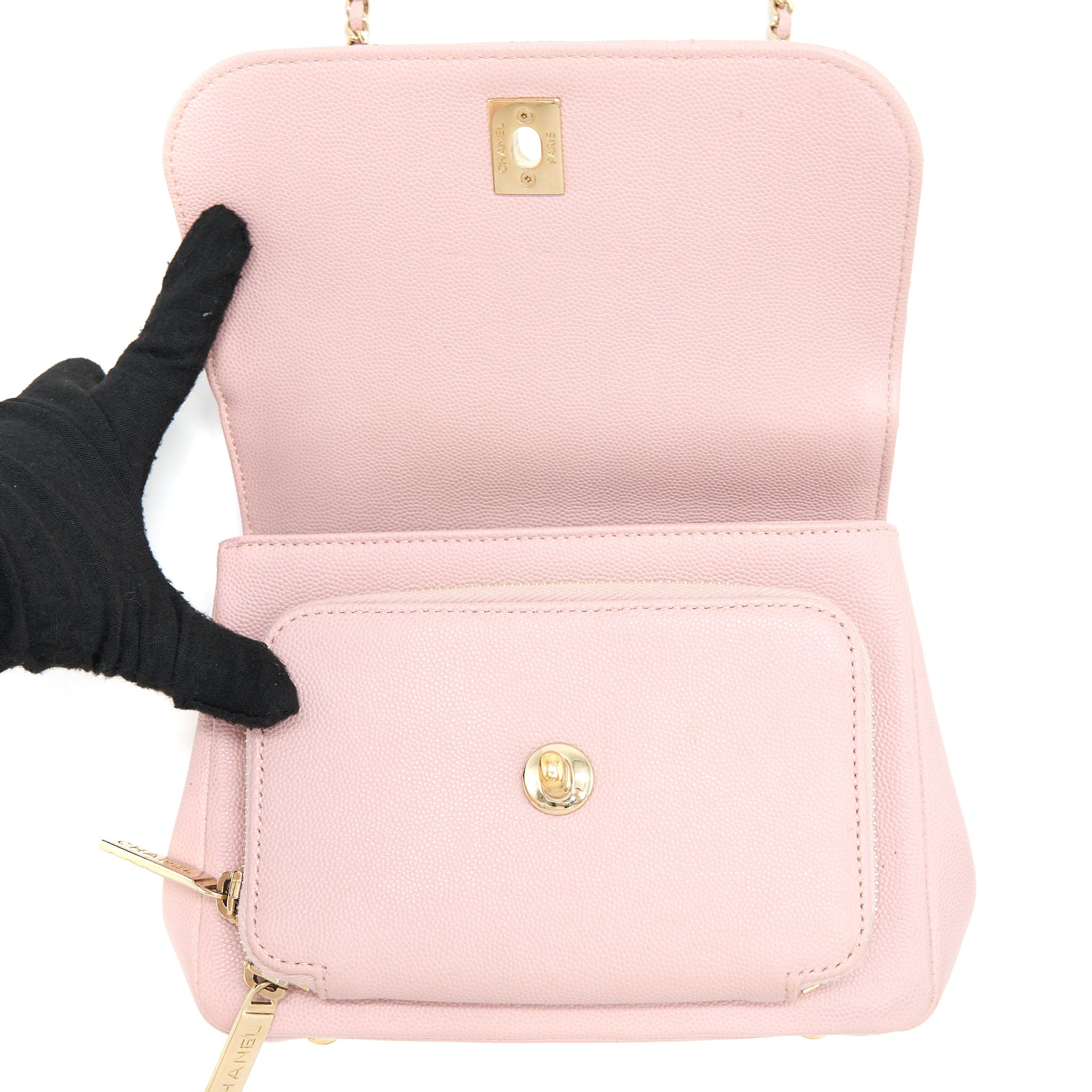 CHANEL SMALL BUSINESS AFFINITY BAG CAVIAR LIGHT PINK LGHW